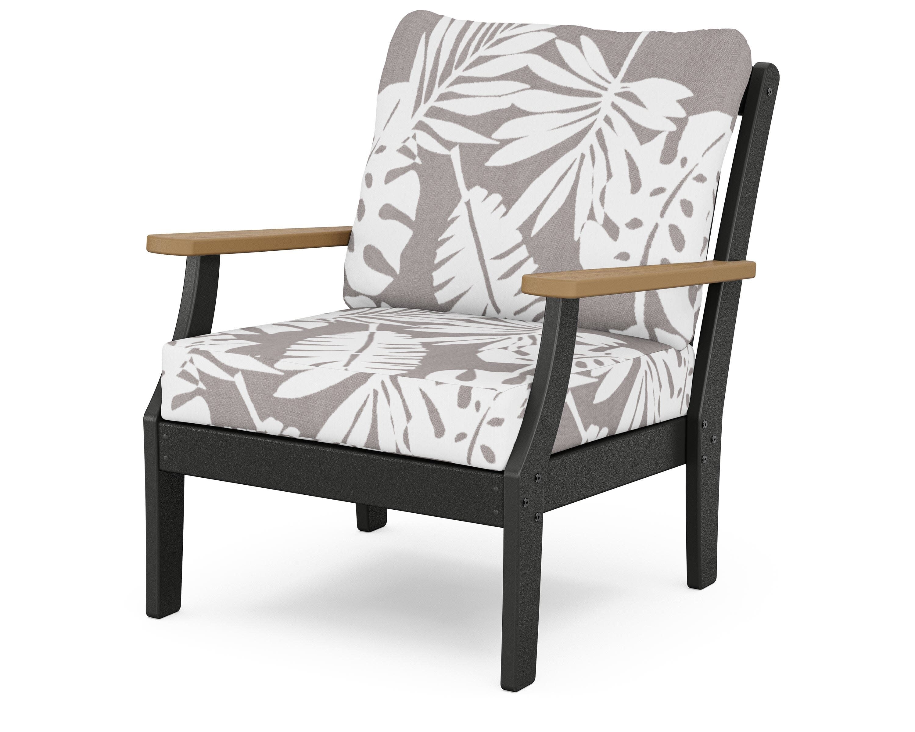 Braxton Deep Seating Chair in Black / Natural / Leaf Grey Mist