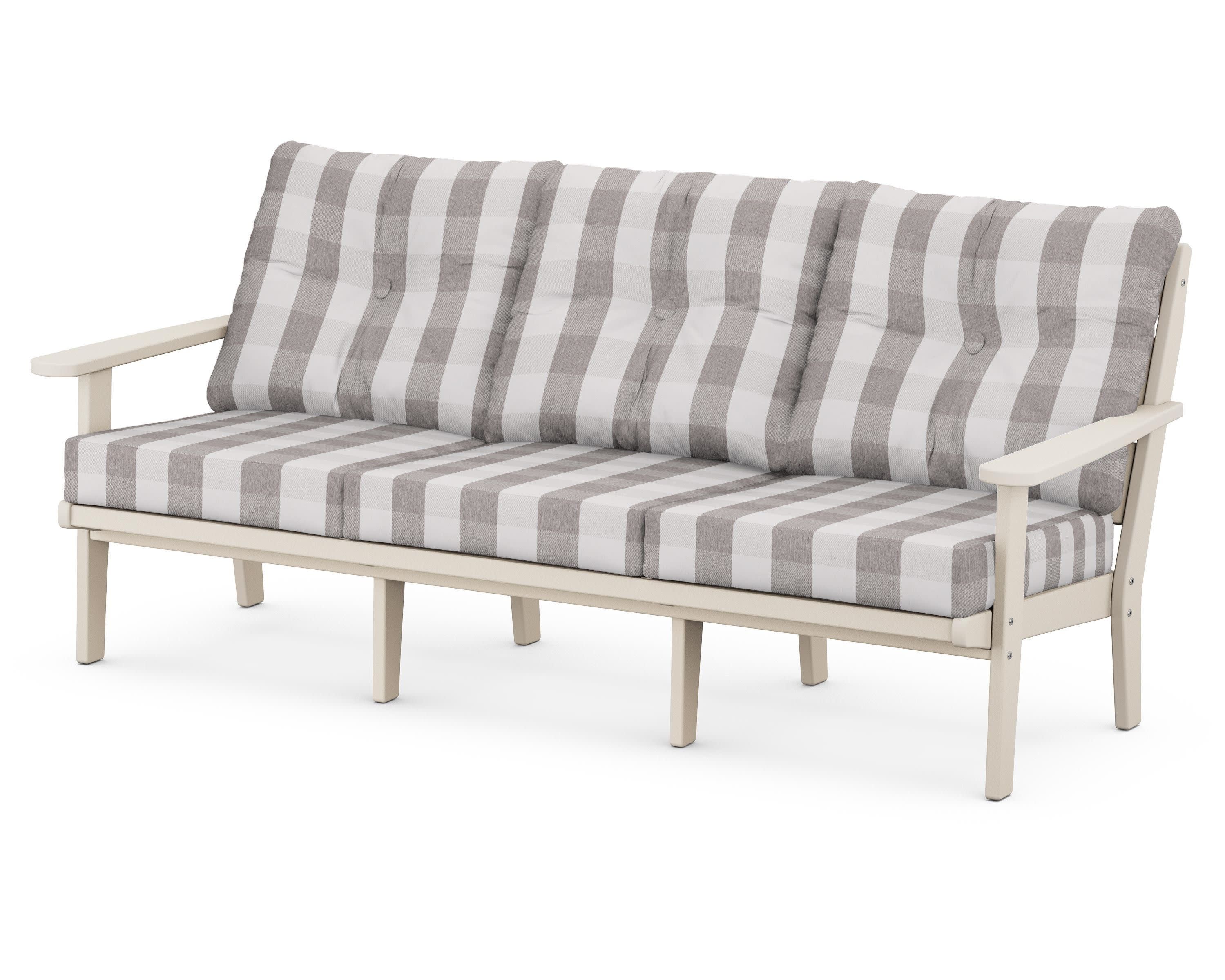 Lakeside Deep Seating Sofa in Sand / Buffalo Plaid Grey Mist
