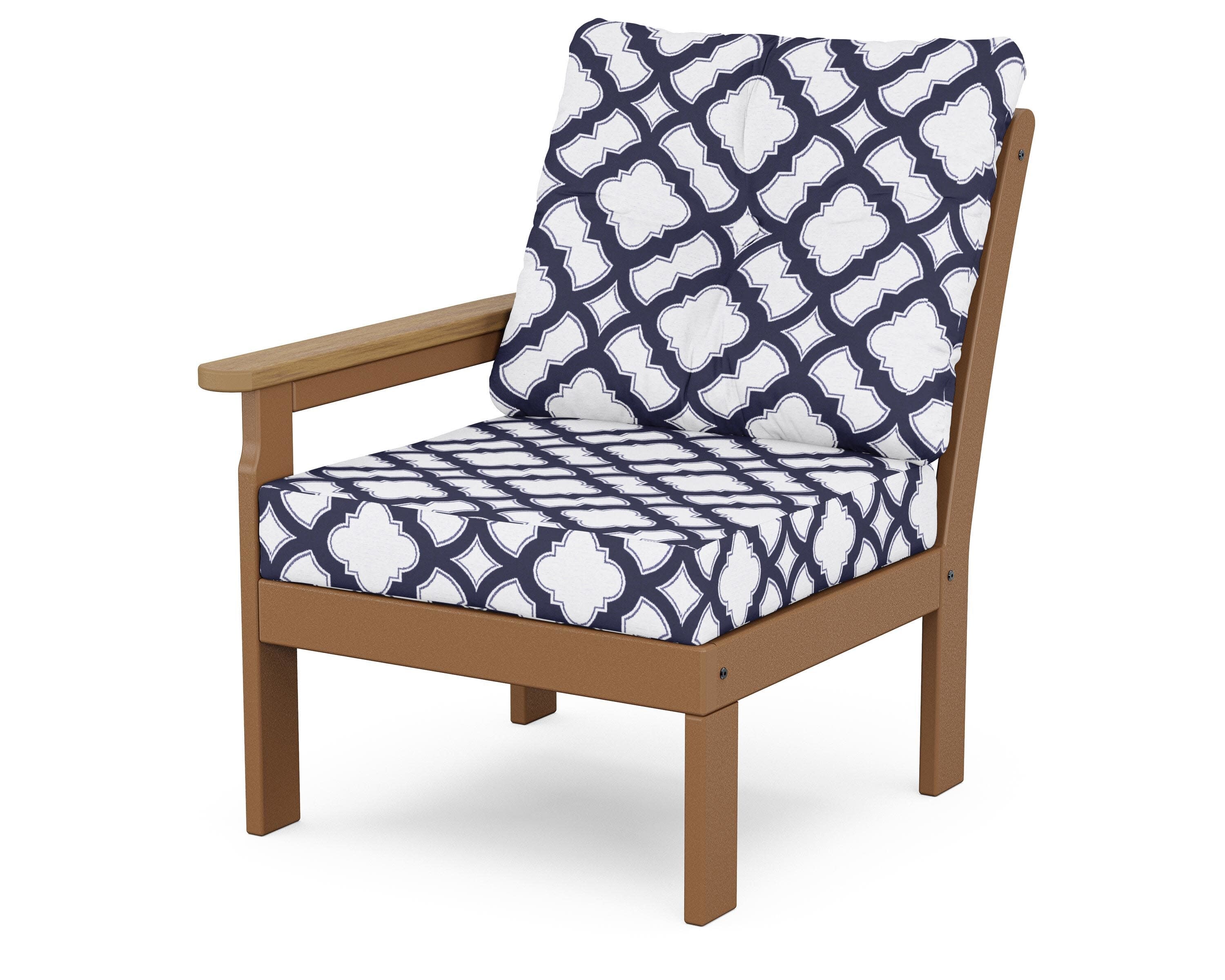 Vineyard Modular Left Arm Chair in Teak / Natural / Trellis Navy