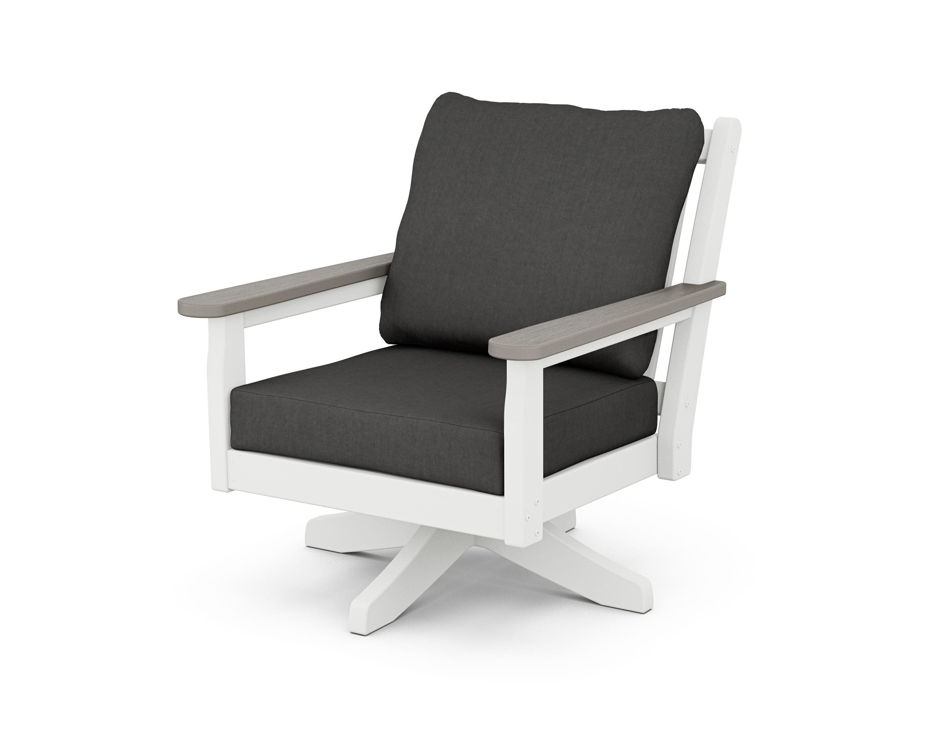 Chippendale Deep Seating Swivel Chair in White / Driftwood / Spectrum Carbon