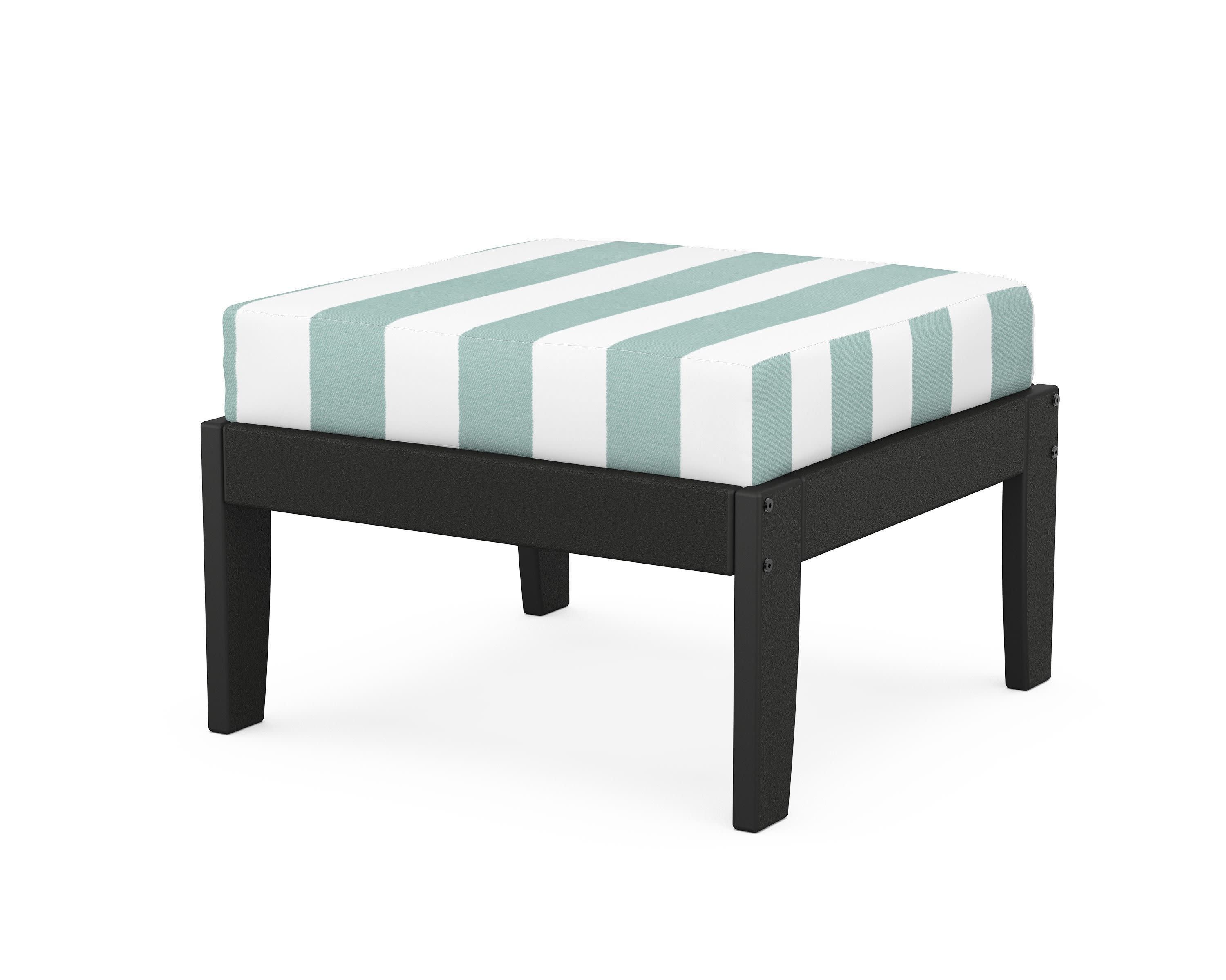 Modular Ottoman - Classic in Black / Cabana Stripe Glacier Spa
