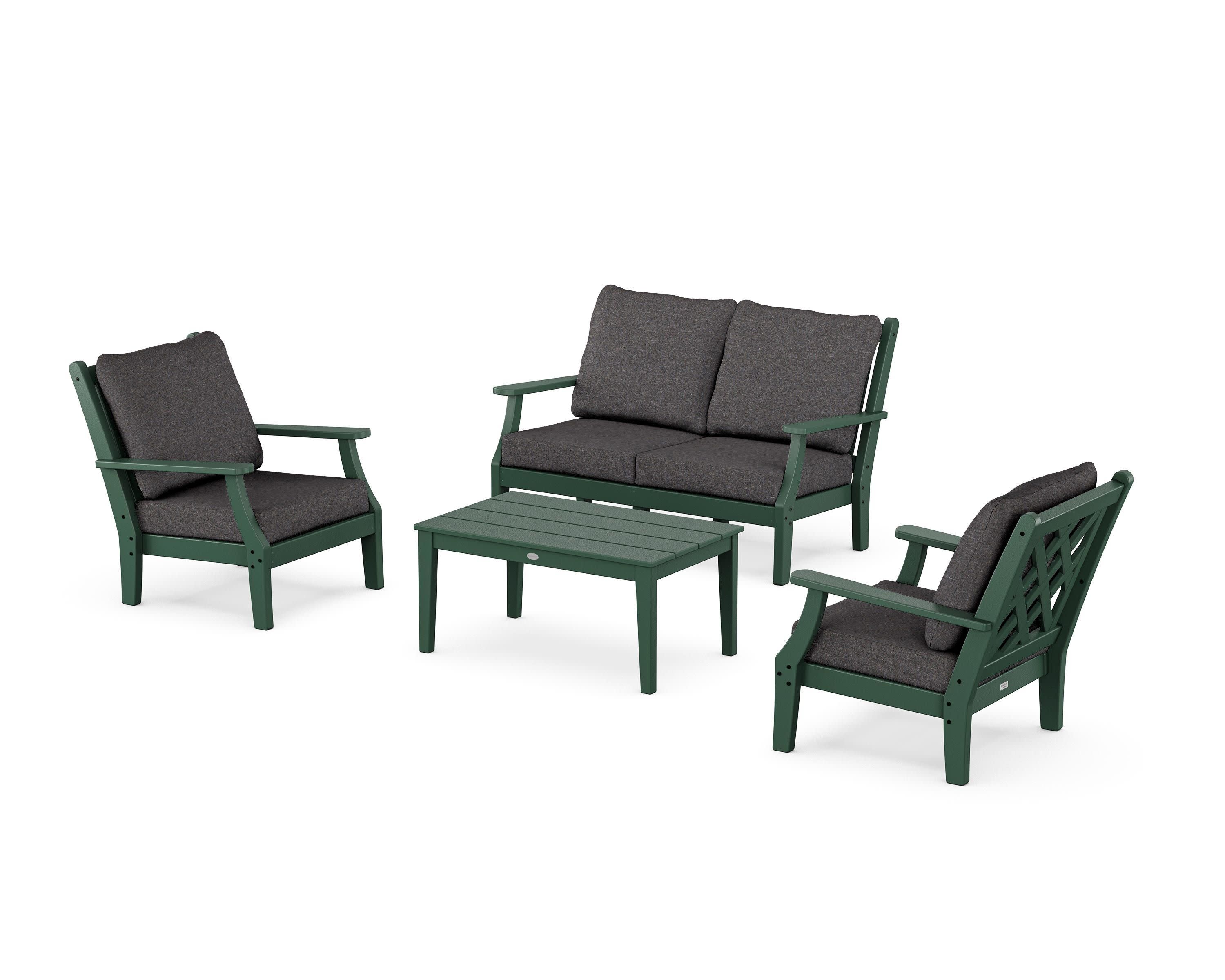 Wovendale 4-Piece Deep Seating Set with Loveseat in Green / Ash Charcoal