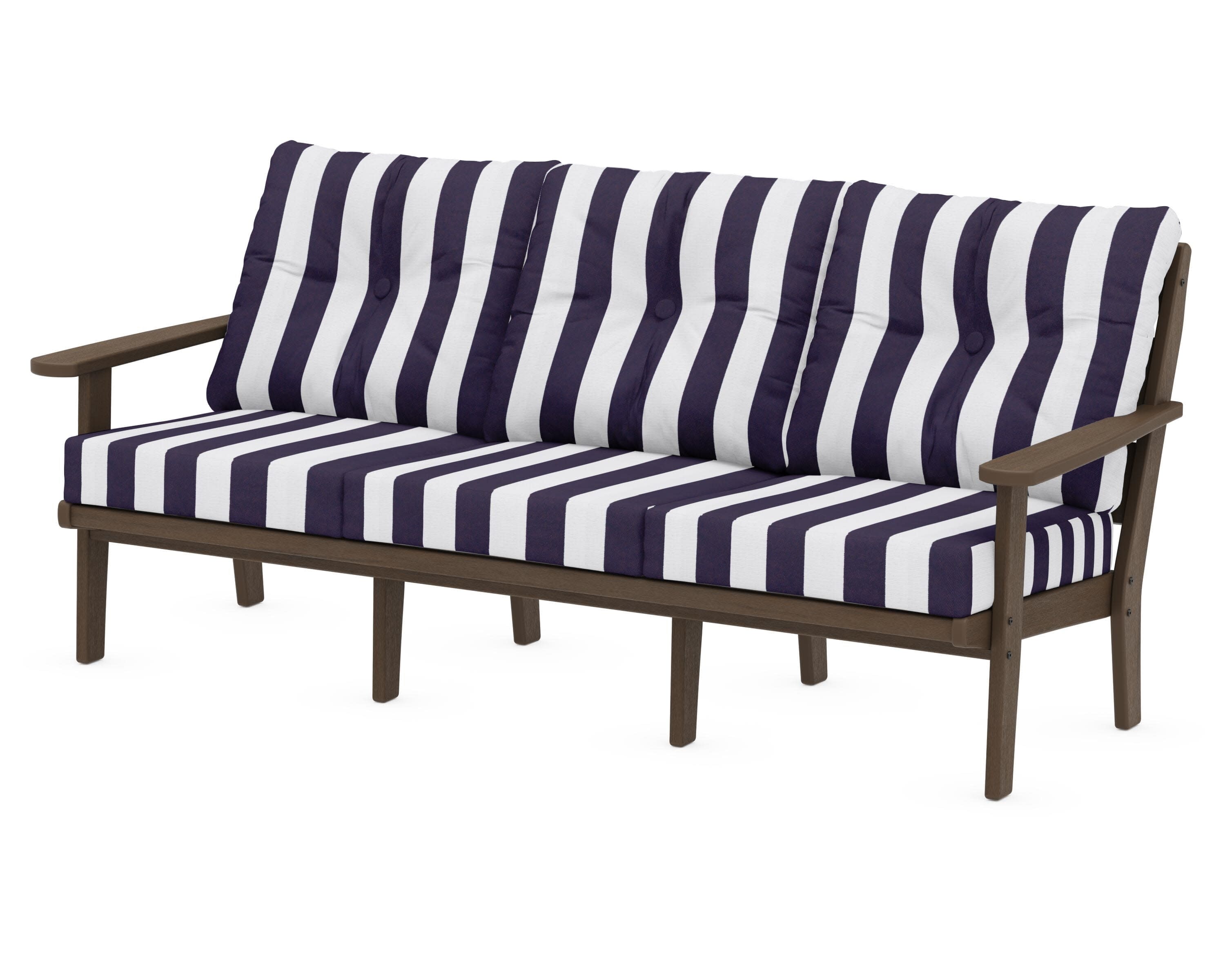 Lakeside Deep Seating Sofa in Kona / Cabana Stripe Navy