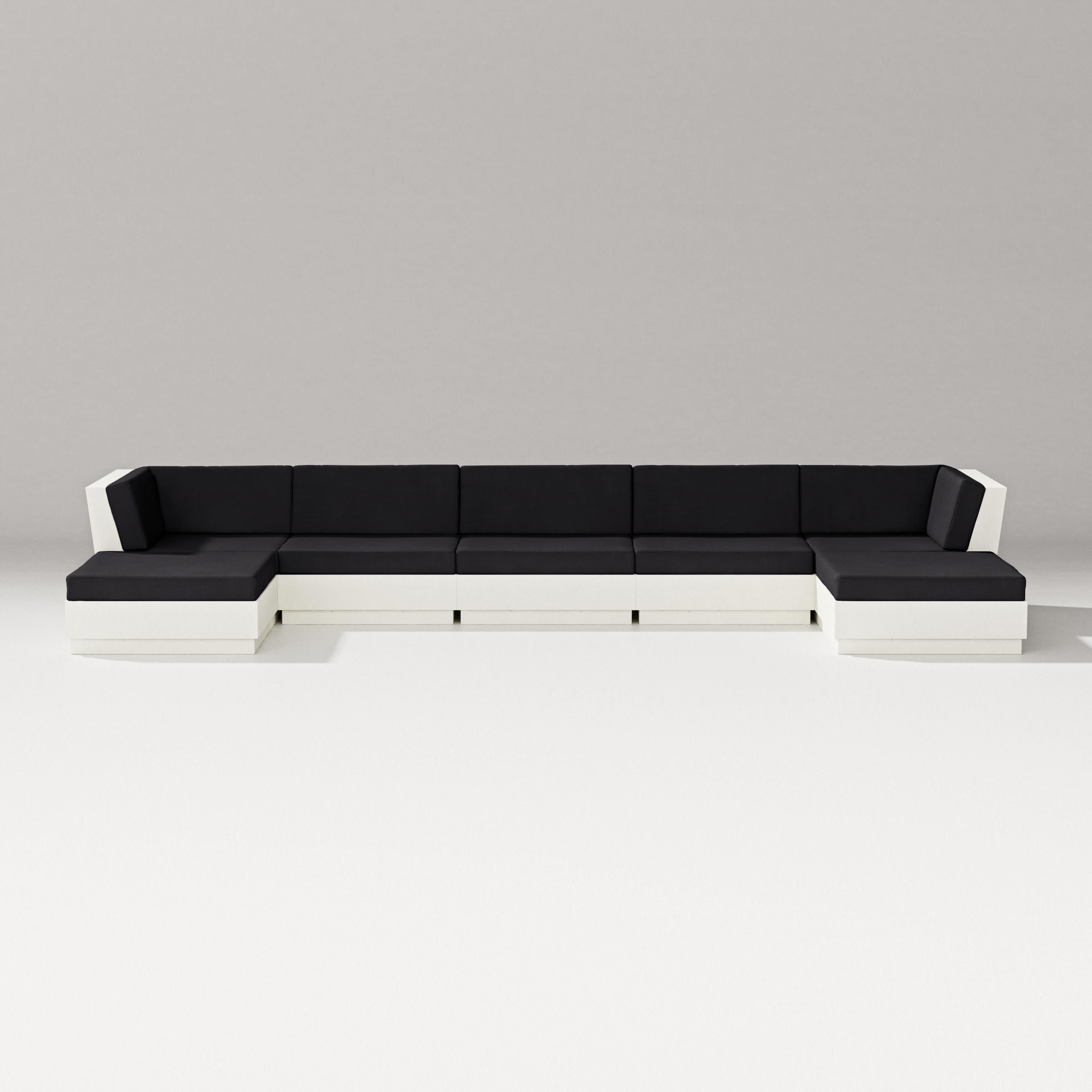 Elevate 7-Piece Double Chaise Sectional in Vintage White / Midnight Linen
