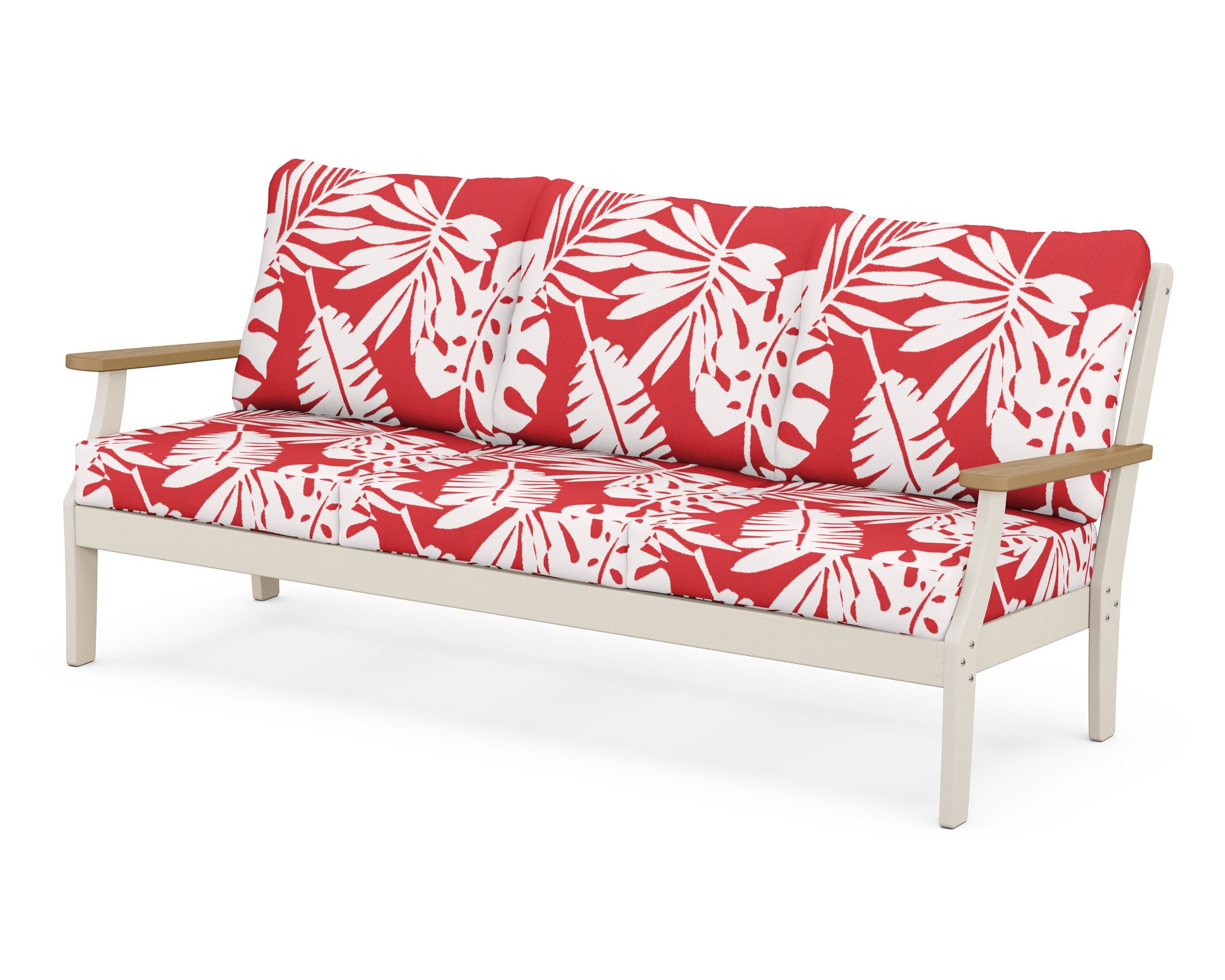 Braxton Deep Seating Sofa in Sand / Natural / Leaf Crimson