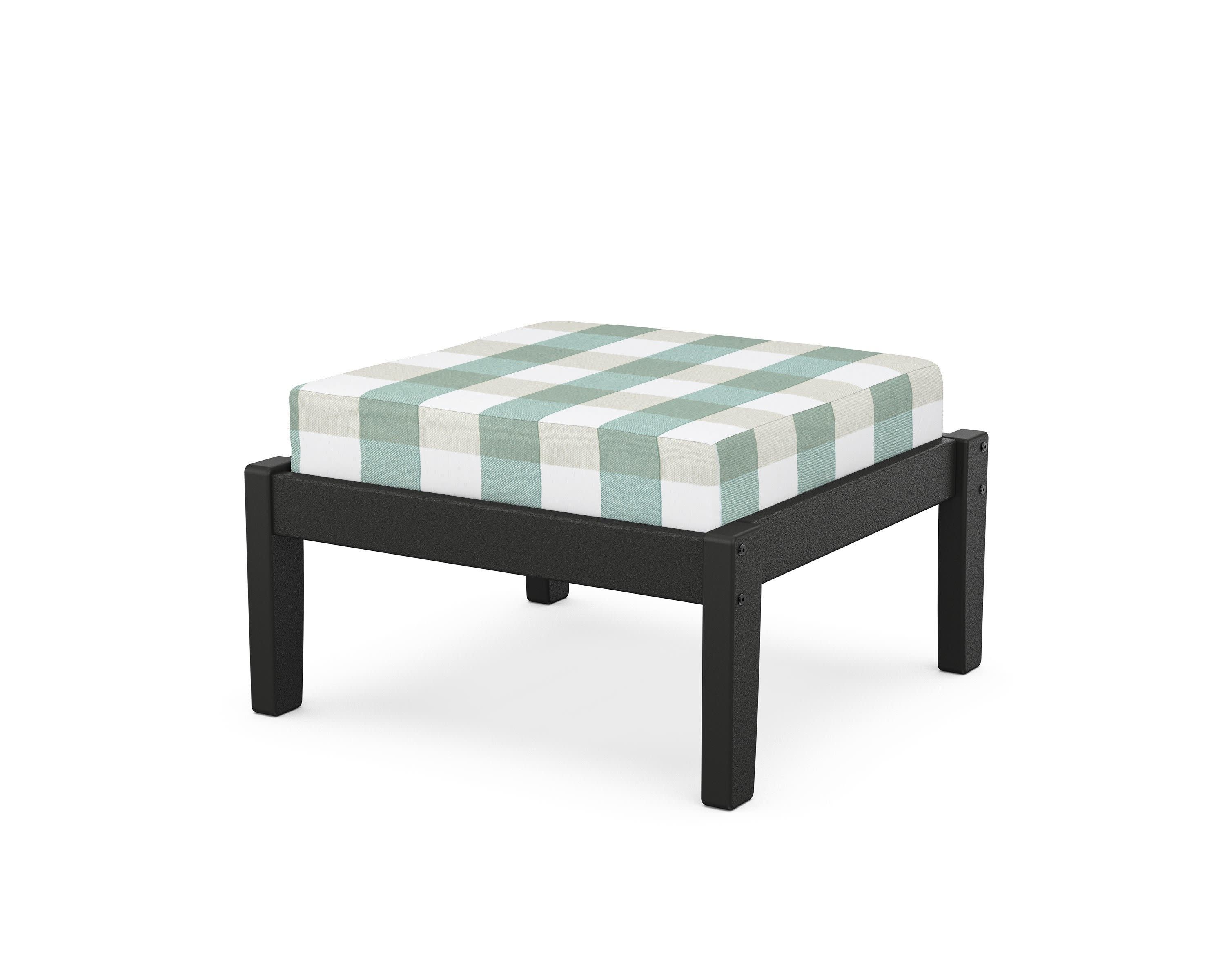 Deep Seating Ottoman in Black / Buffalo Plaid Glacier Spa