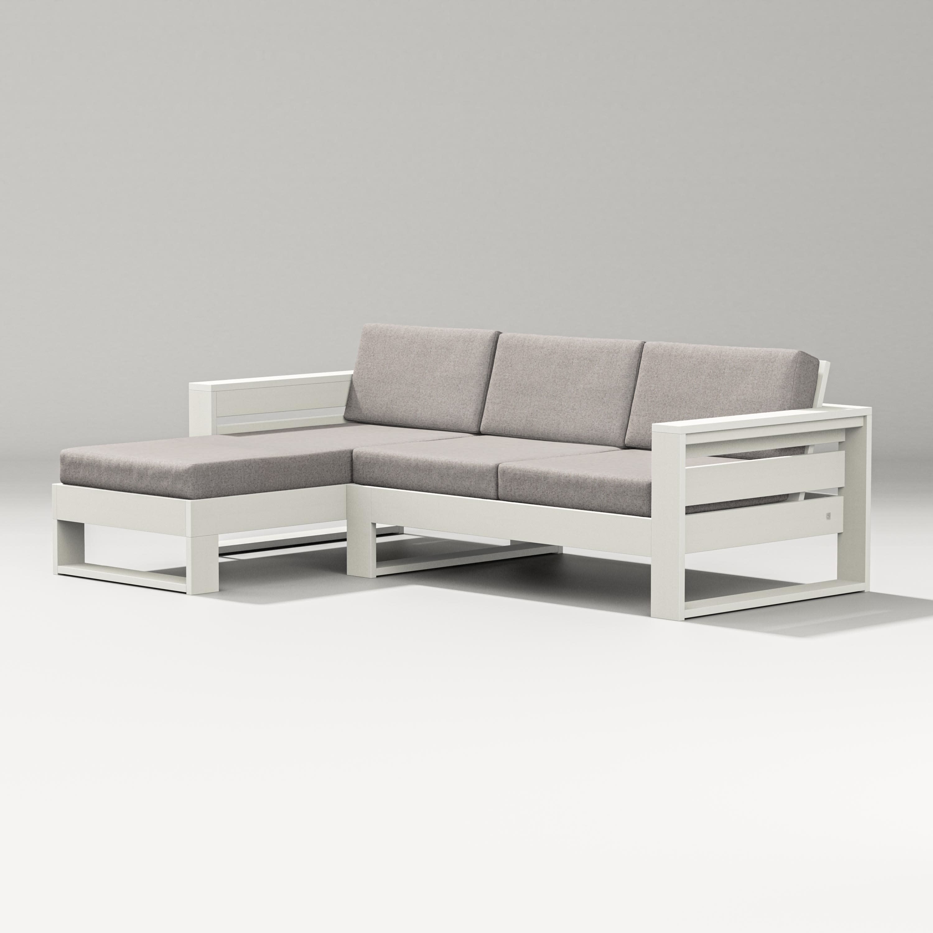 Latitude Left Chaise Sectional in Vintage White / Weathered Tweed