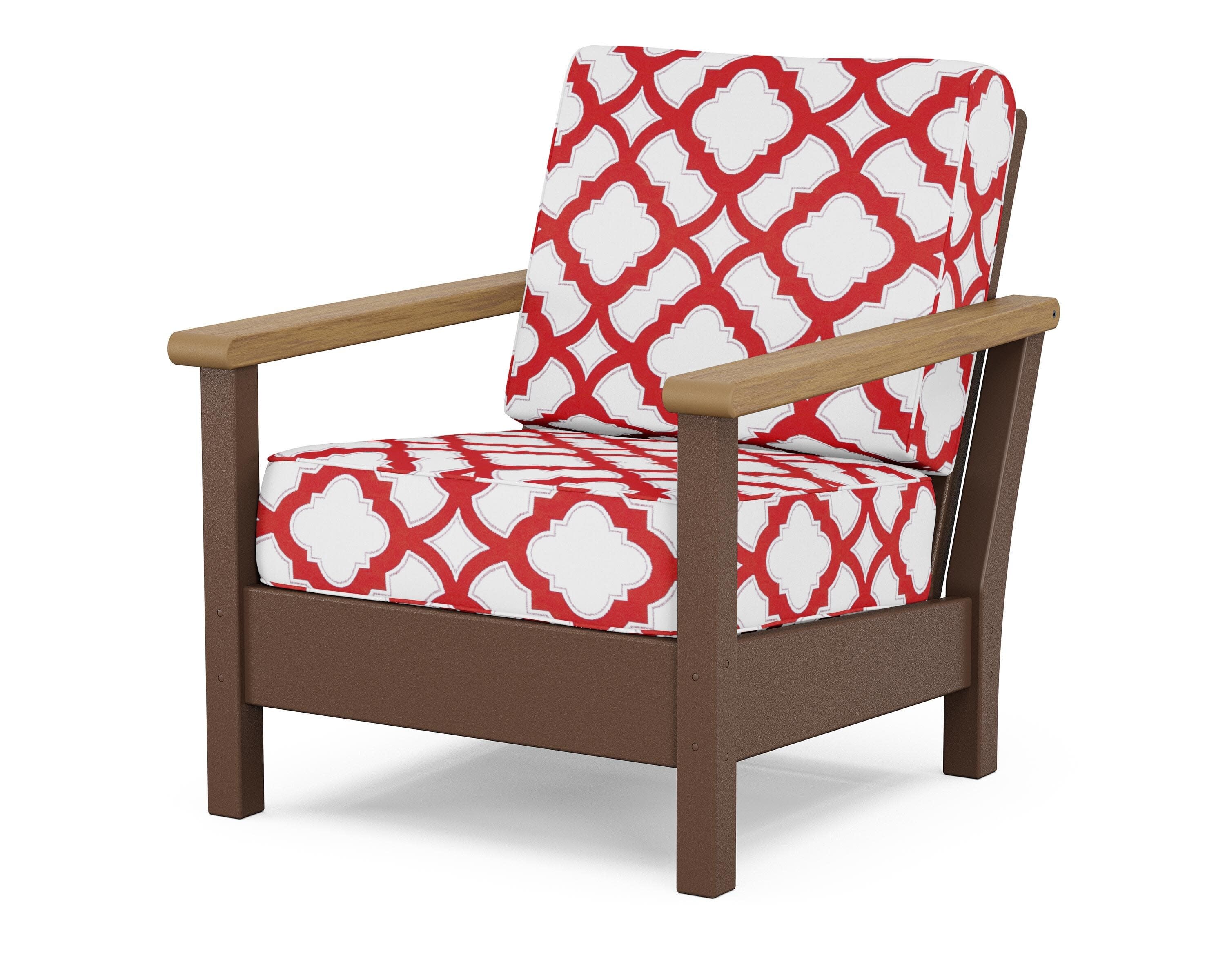 Harbour Deep Seating Chair in Mahogany / Natural / Trellis Crimson