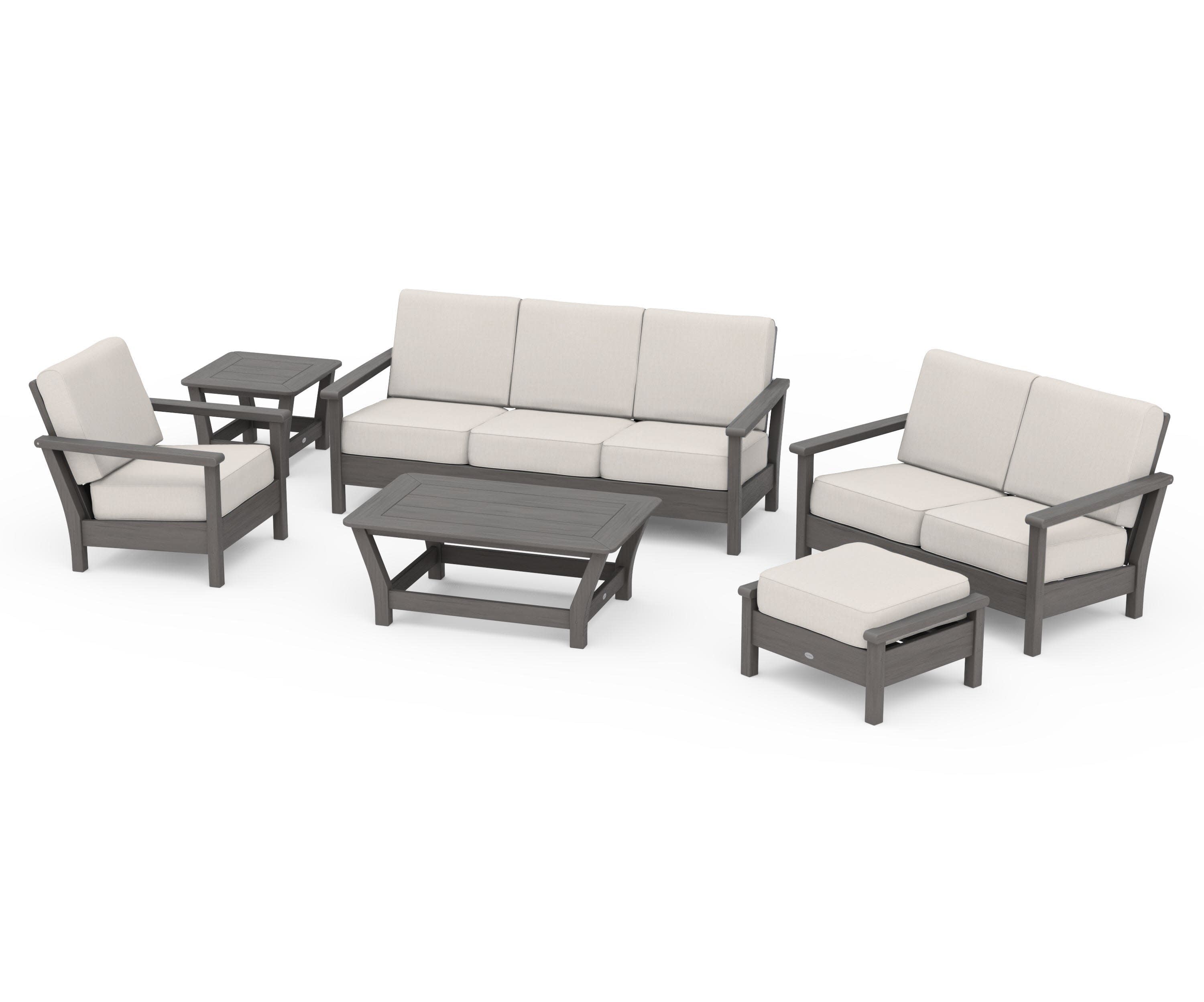 Harbour 6-Piece Outdoor Living Set in Driftwood / Cast Ash