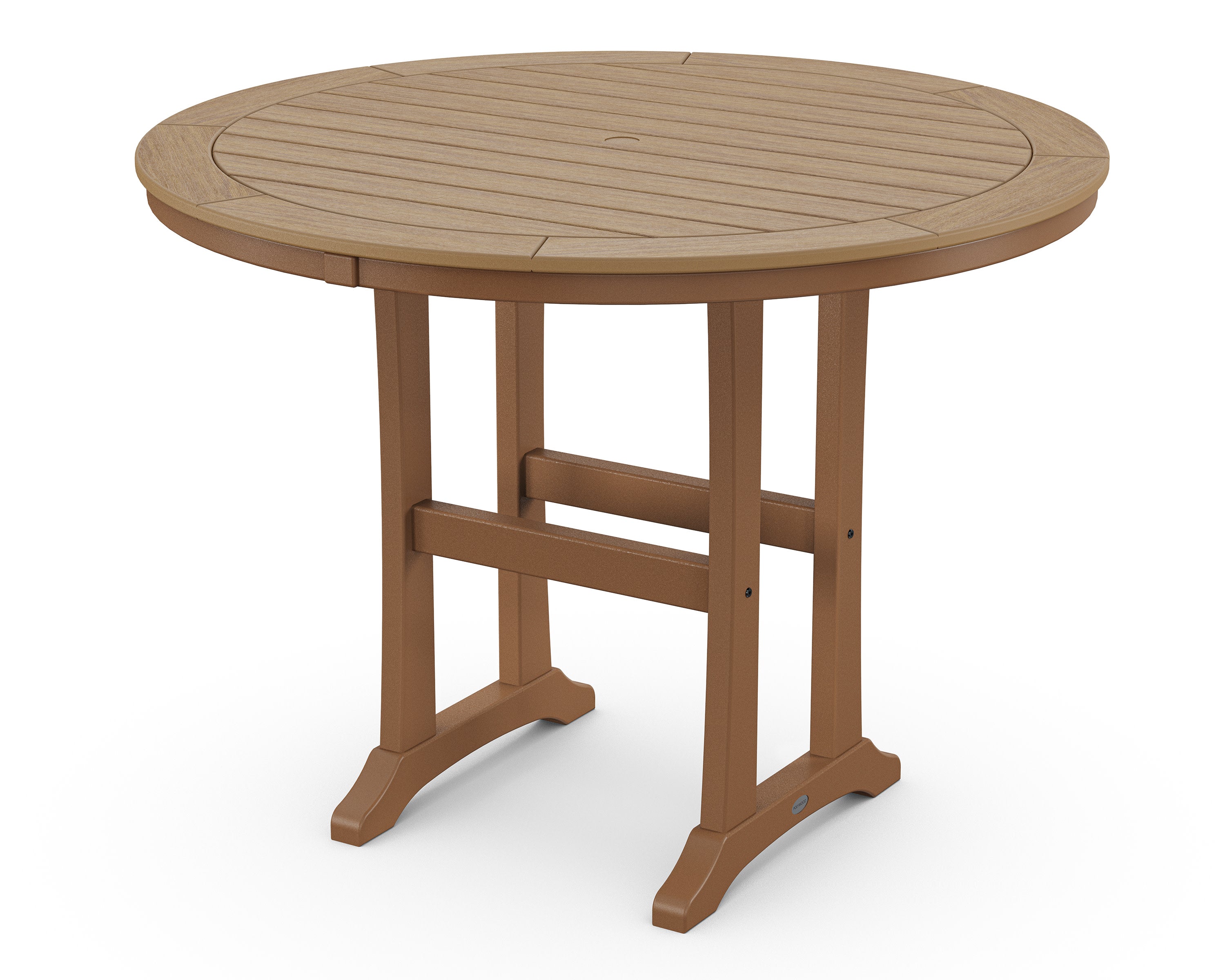 Nautical Trestle 48" Round Counter Table in Teak / Natural