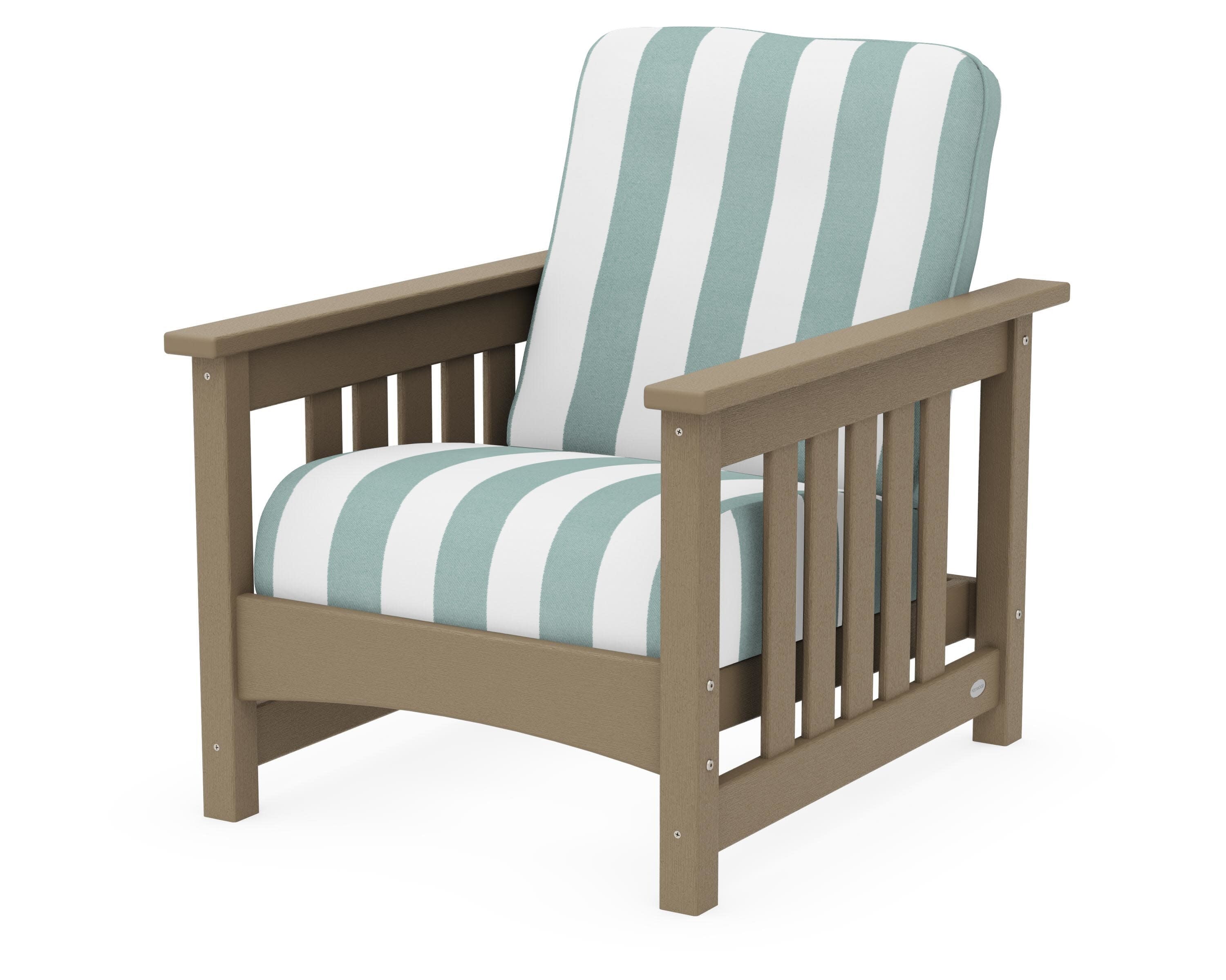 Club Mission Chair in Vintage Sahara / Cabana Stripe Glacier Spa