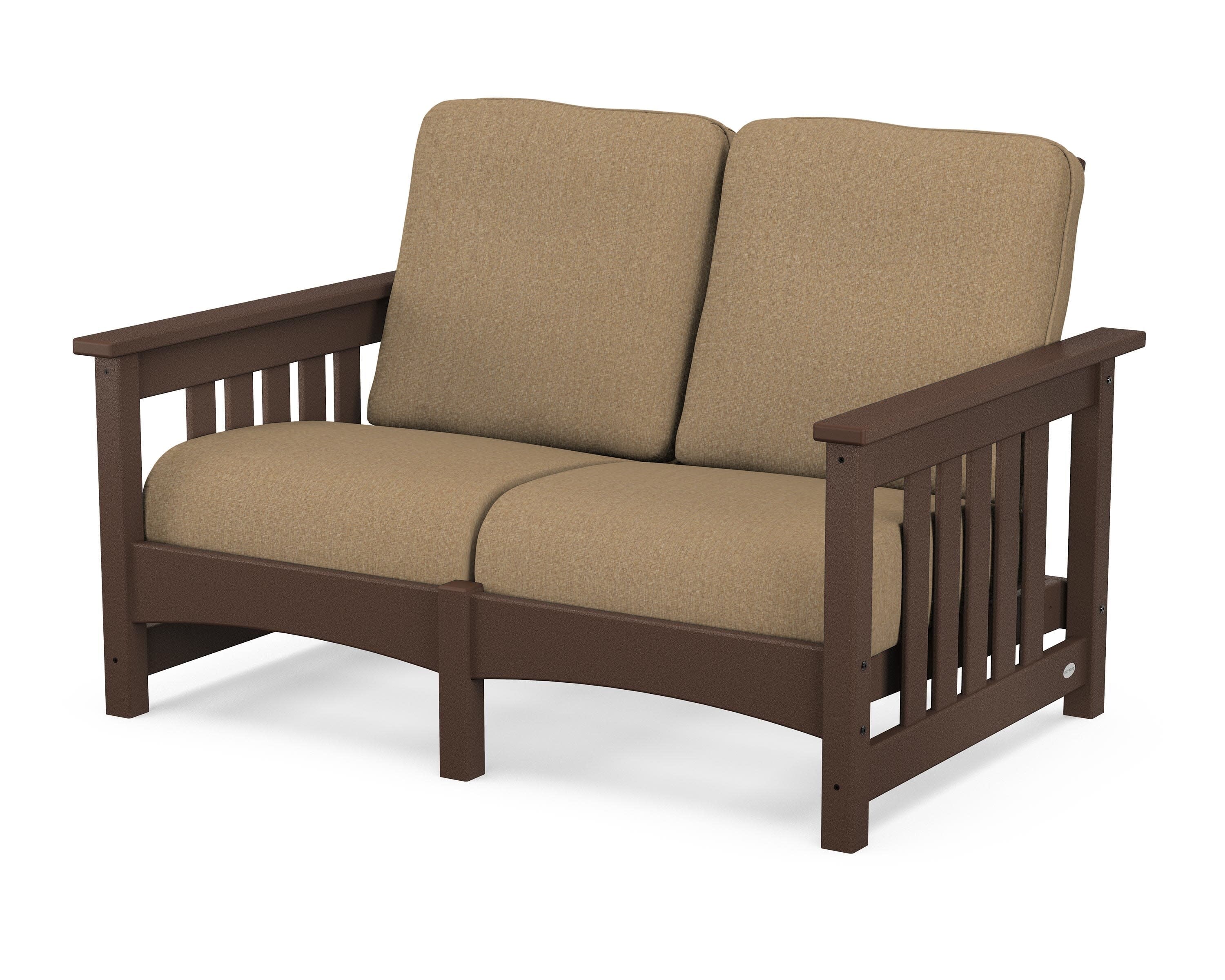 Club Mission Loveseat in Mahogany / Sesame