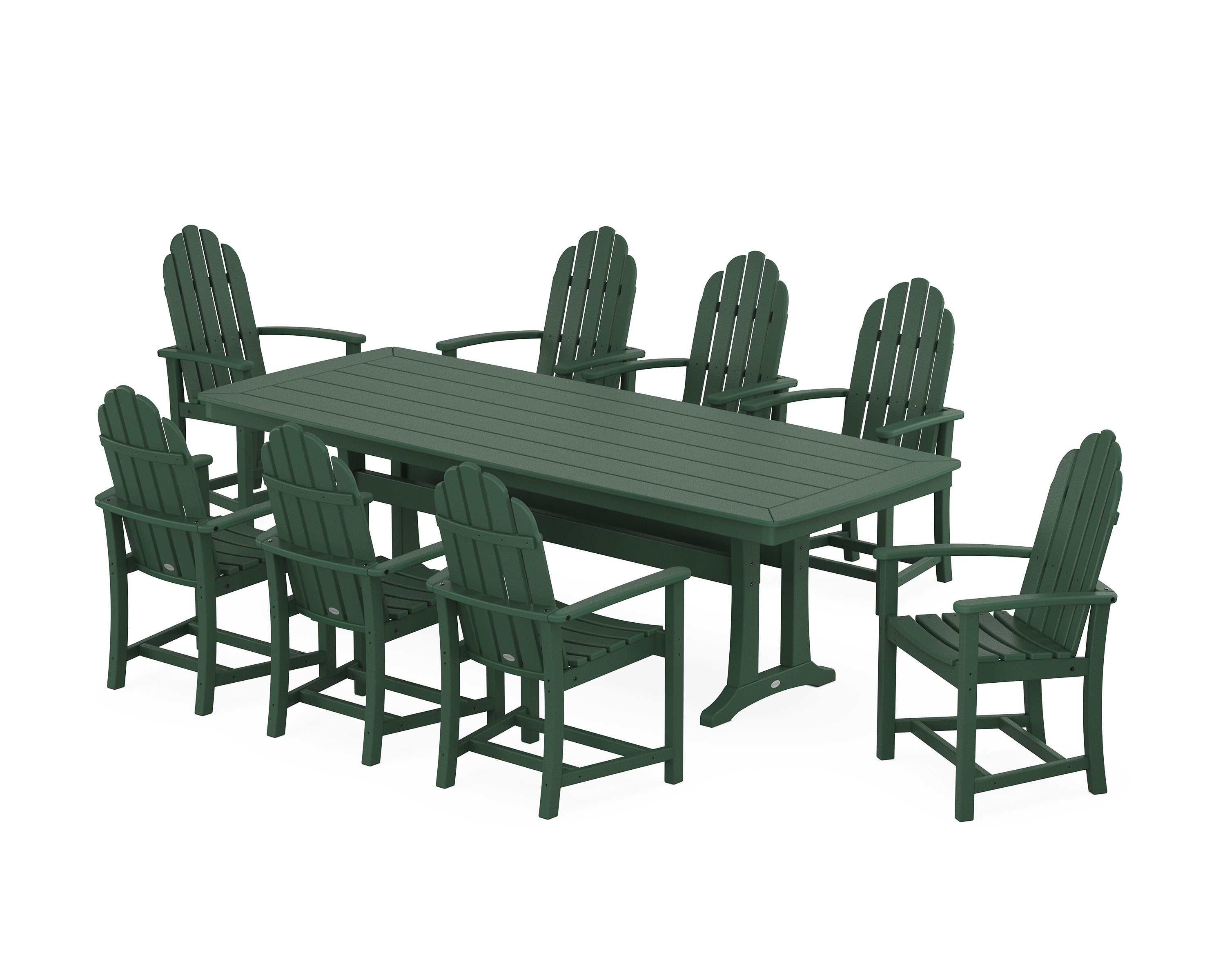 Classic Adirondack 9-Piece Dining Set with Trestle Legs in Green