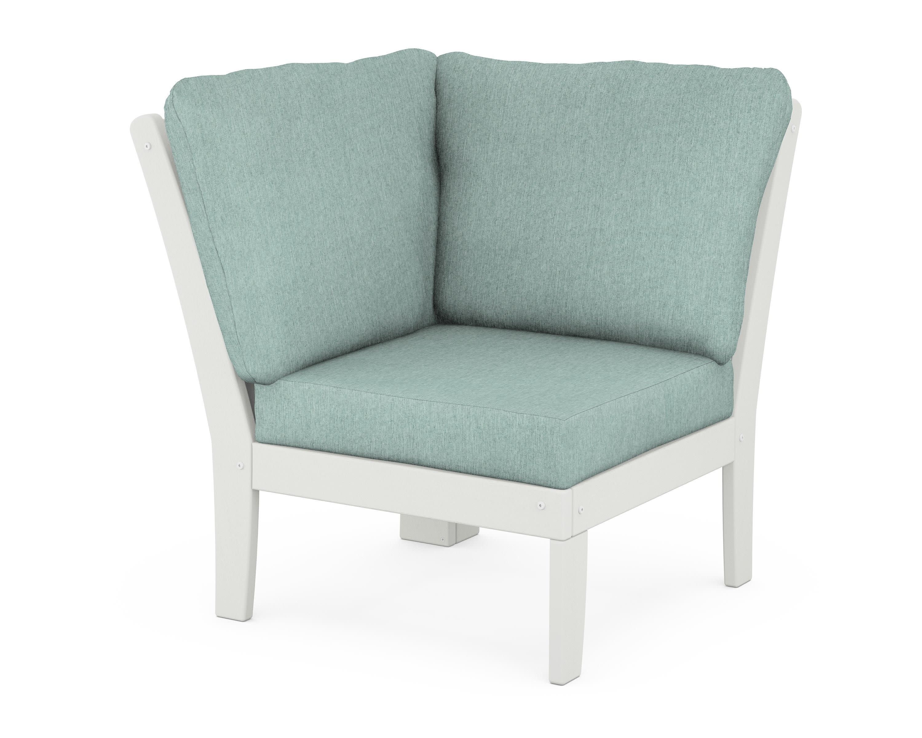 Braxton Modular Corner Chair in Vintage White / Glacier Spa