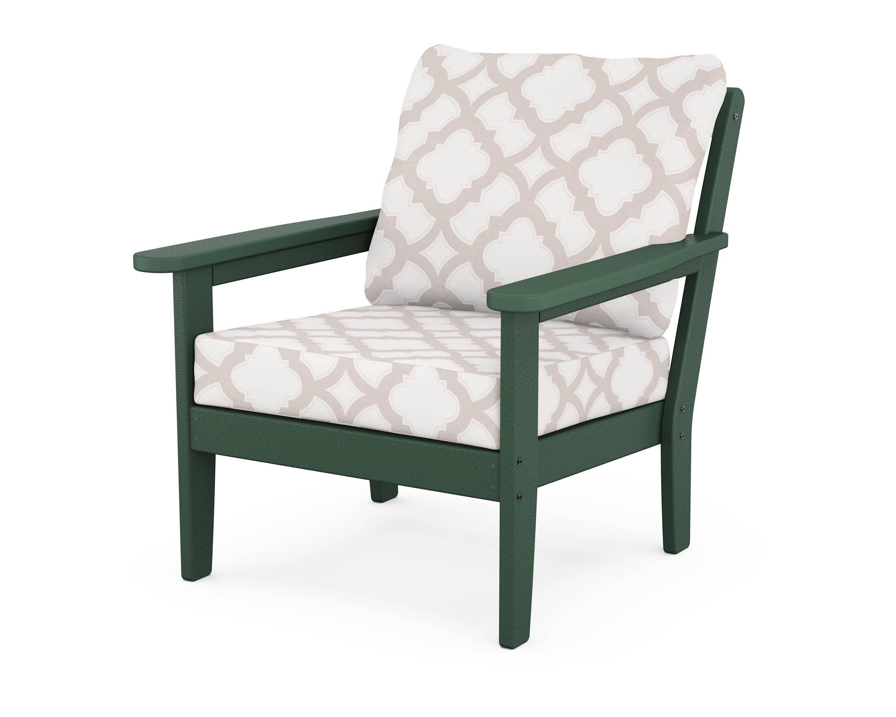 Cottage Deep Seating Chair in Green / Trellis Dune Burlap