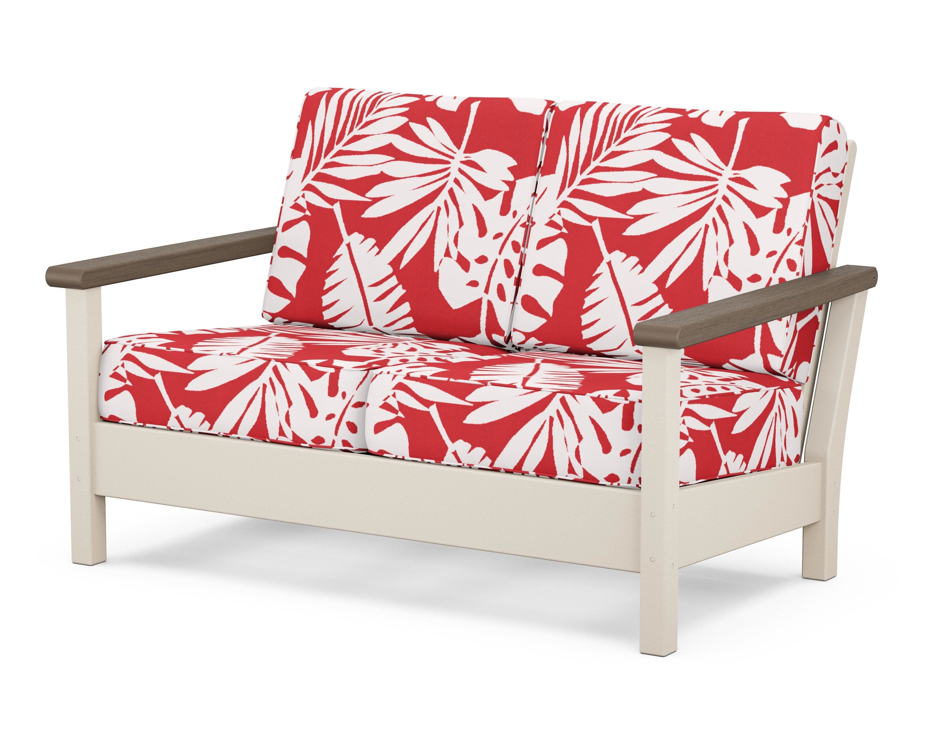 Harbour Deep Seating Loveseat in Sand / Kona / Leaf Crimson