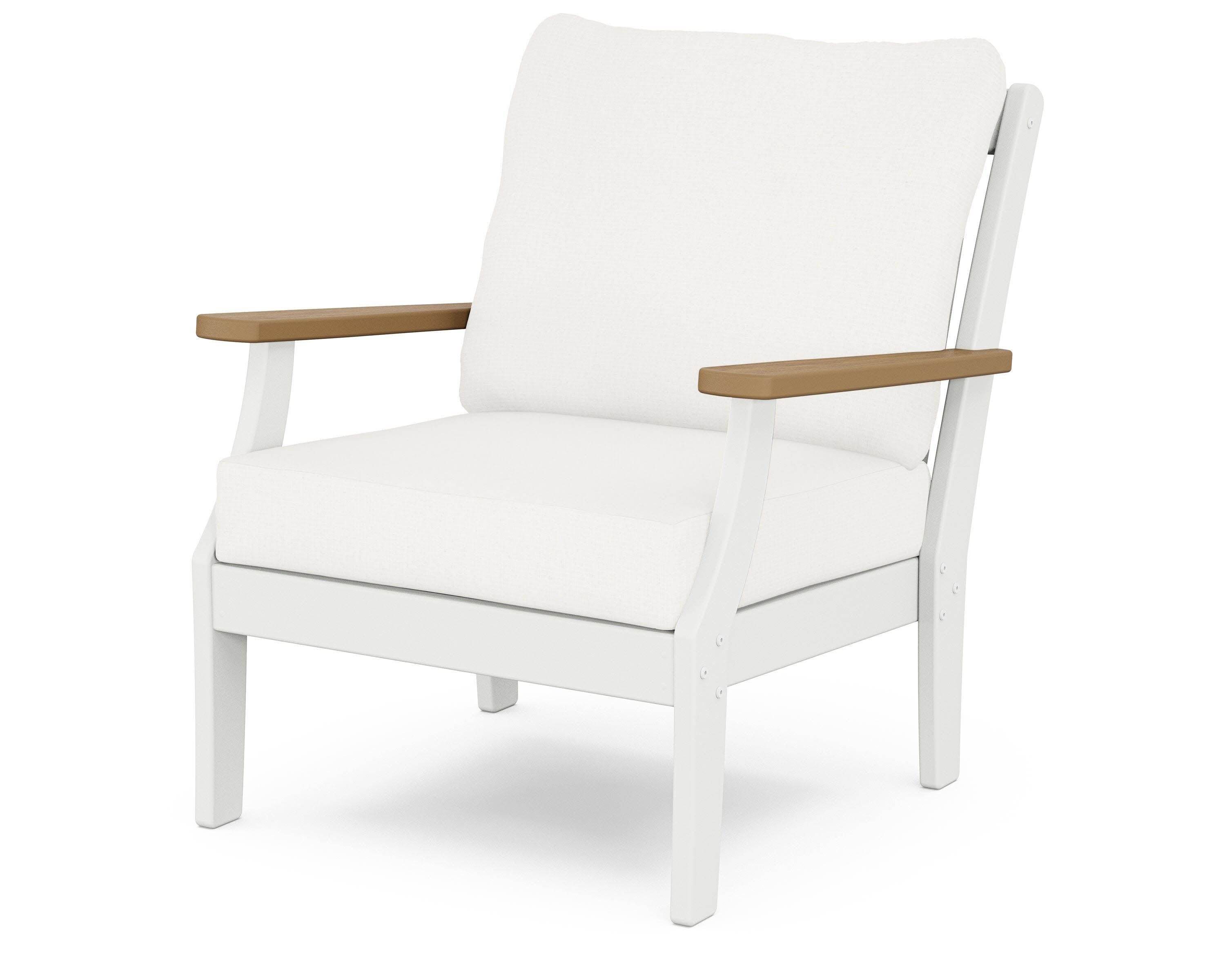Braxton Deep Seating Chair in White / Natural / Natural Linen