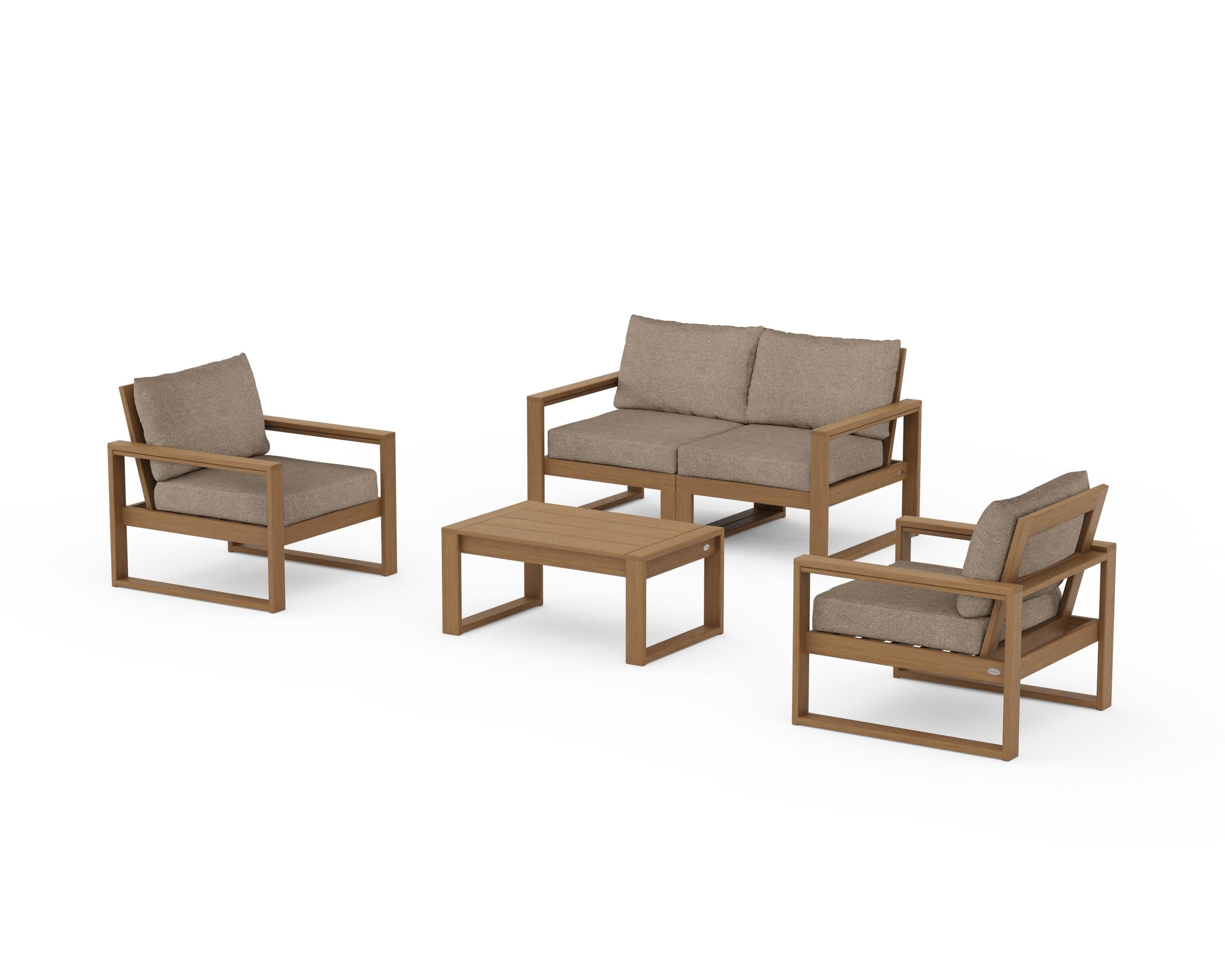 EDGE Sectional 4-Piece Deep Seating Set with Loveseat in Natural / Spiced Burlap