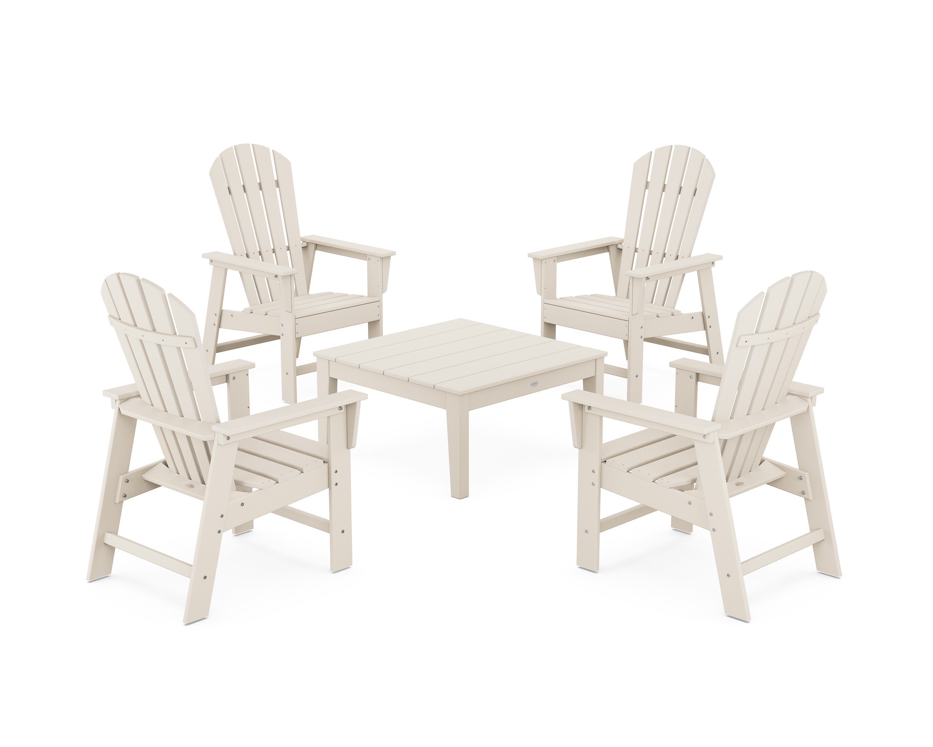 5-Piece South Beach Casual Chair Conversation Set with 36" Conversation Table in Sand