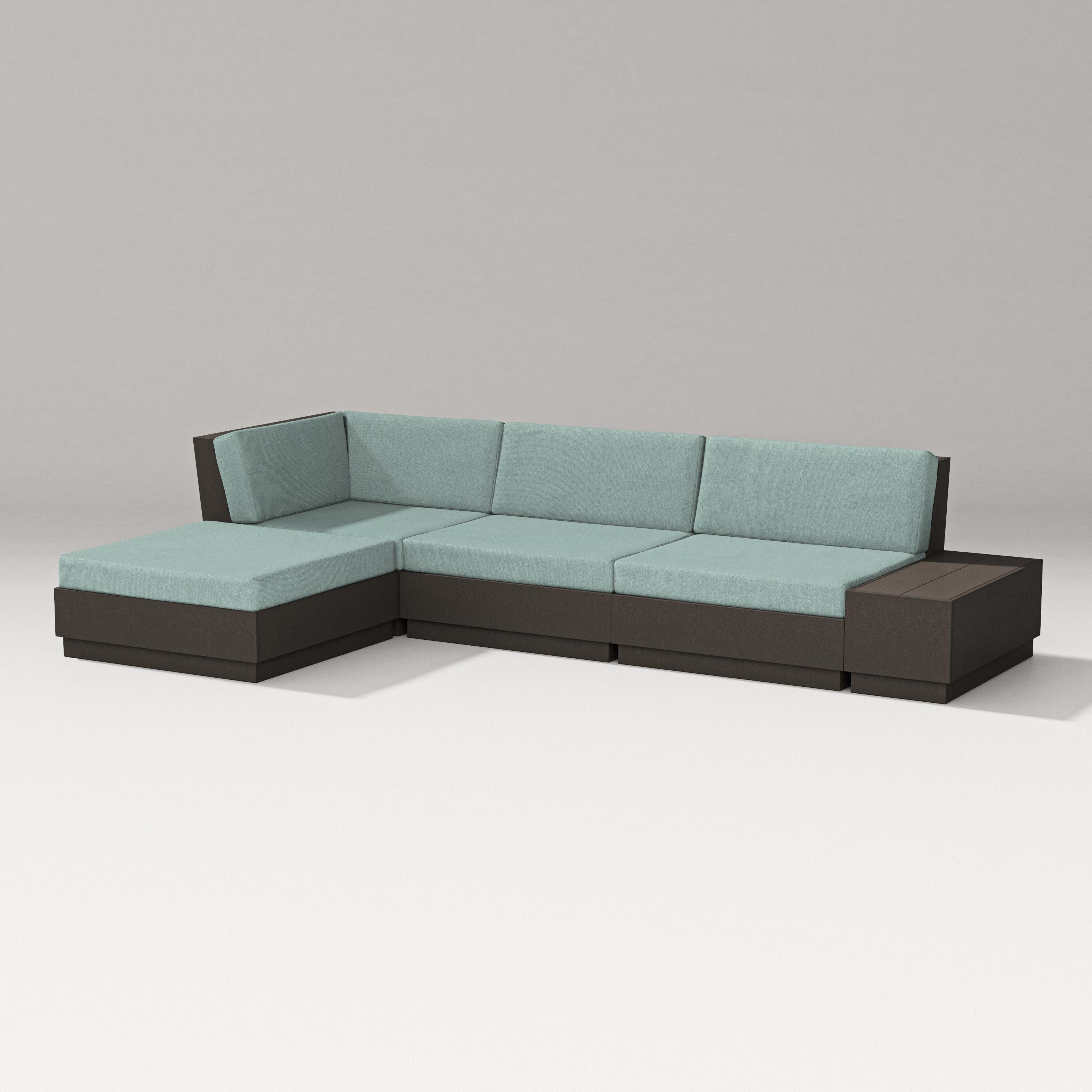 Elevate Chaise Sectional in Vintage Coffee / Glacier Spa