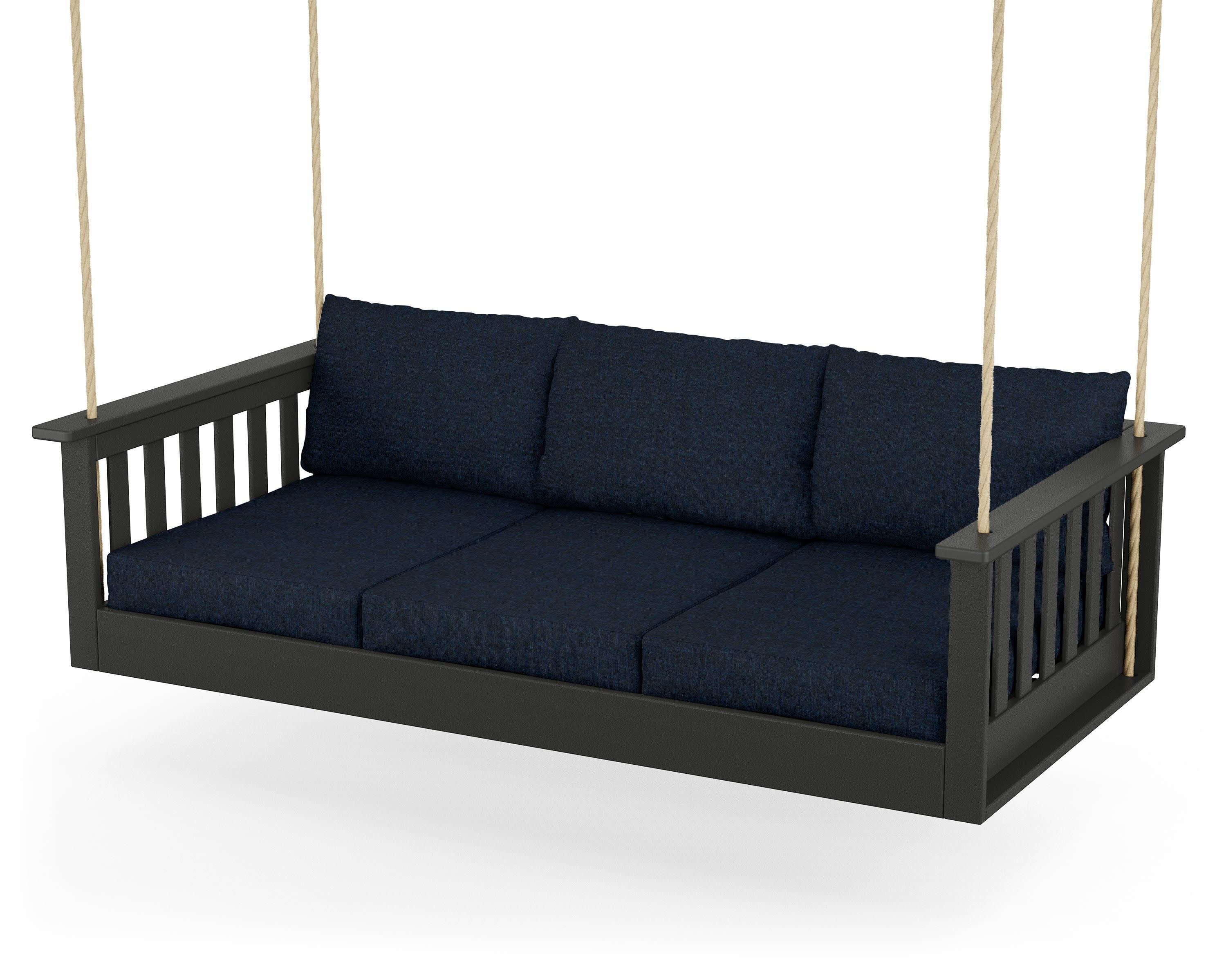 Vineyard Daybed Swing in Black / Marine Indigo