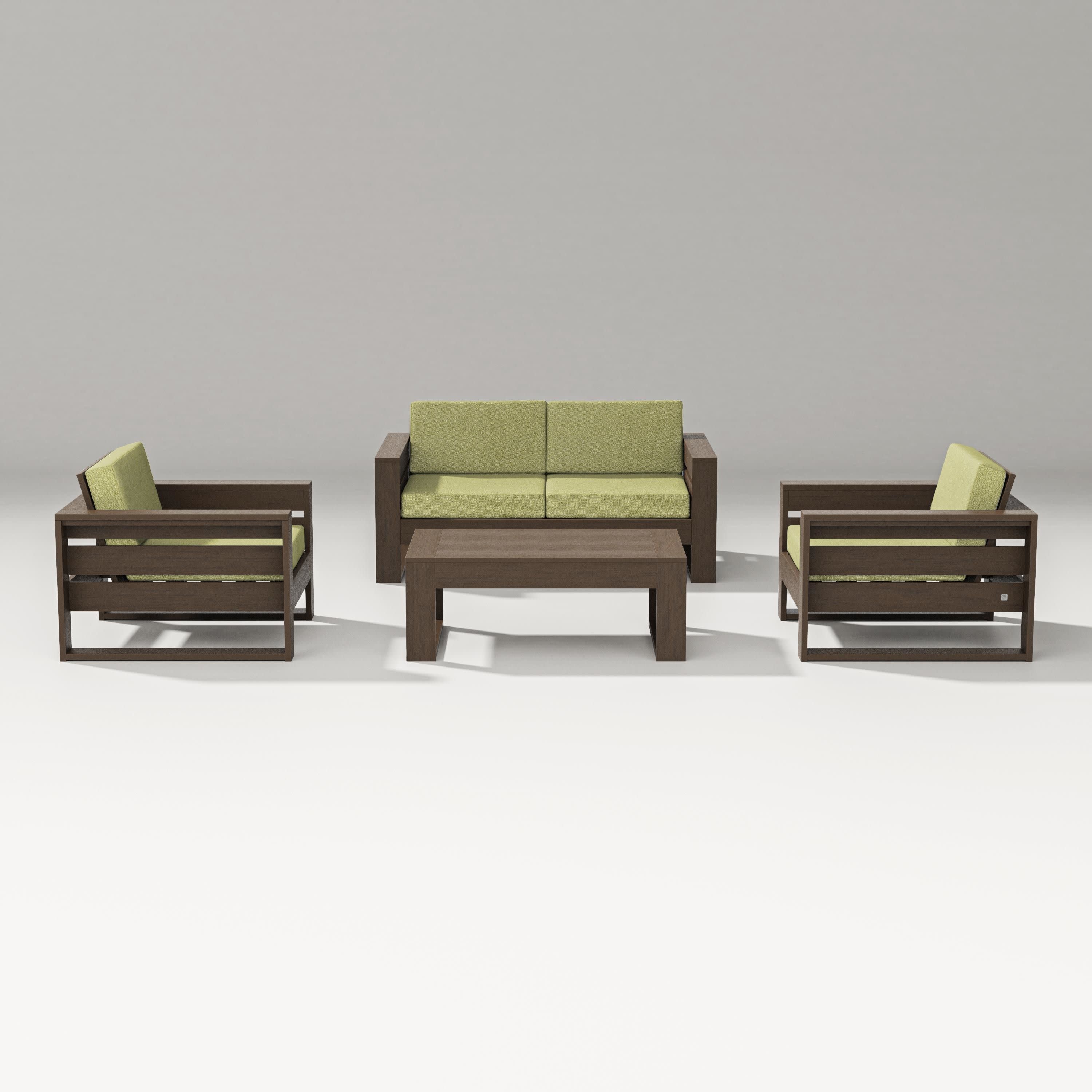 Latitude 4-Piece Lounge Loveseat Set in Kona / Chartreuse Boucle