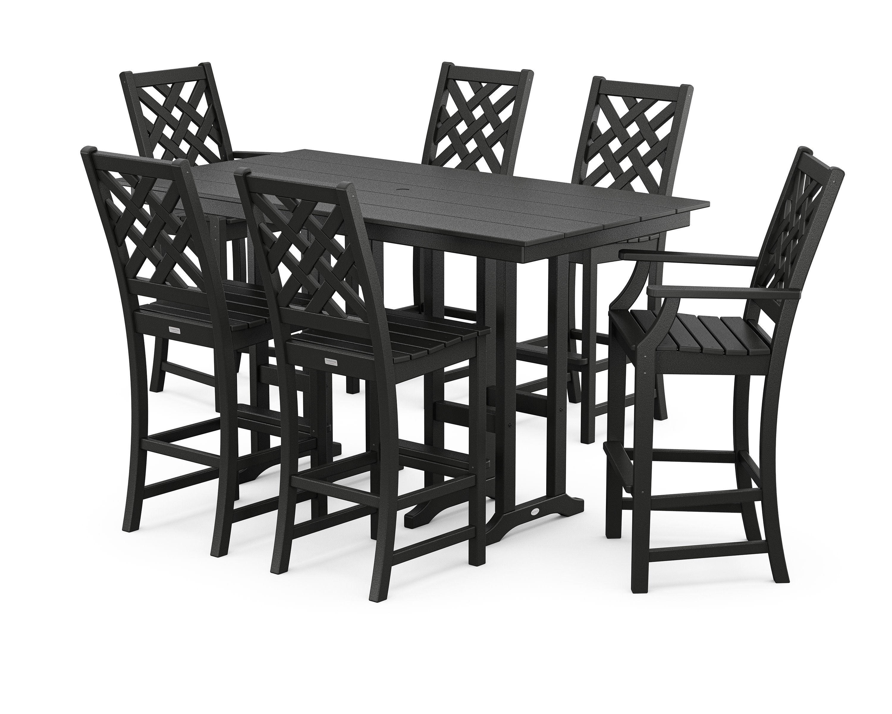 Wovendale 7-Piece Farmhouse Bar Set in Black