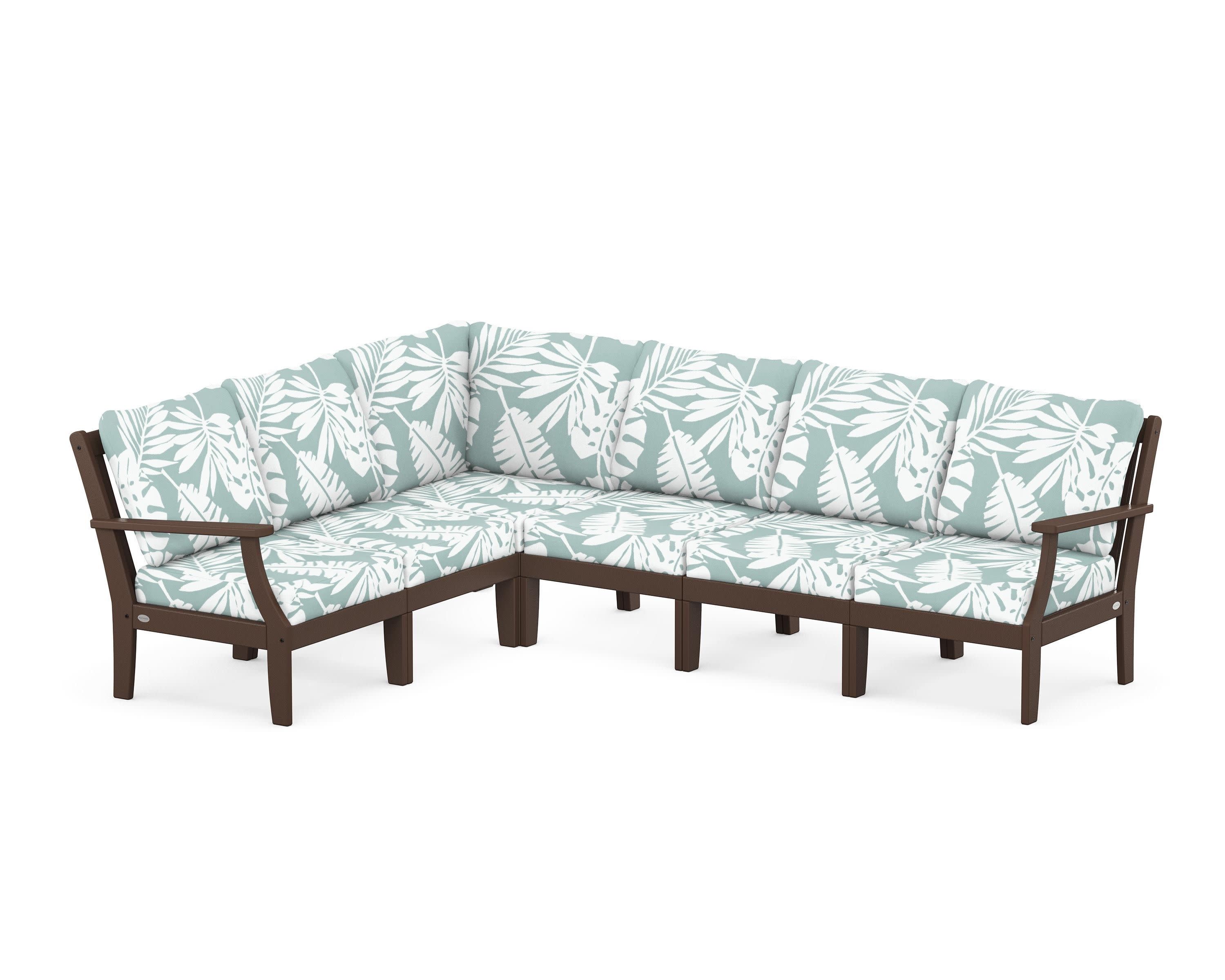 Braxton Modular 6-Piece Deep Seating Set in Mahogany / Leaf Glacier Spa