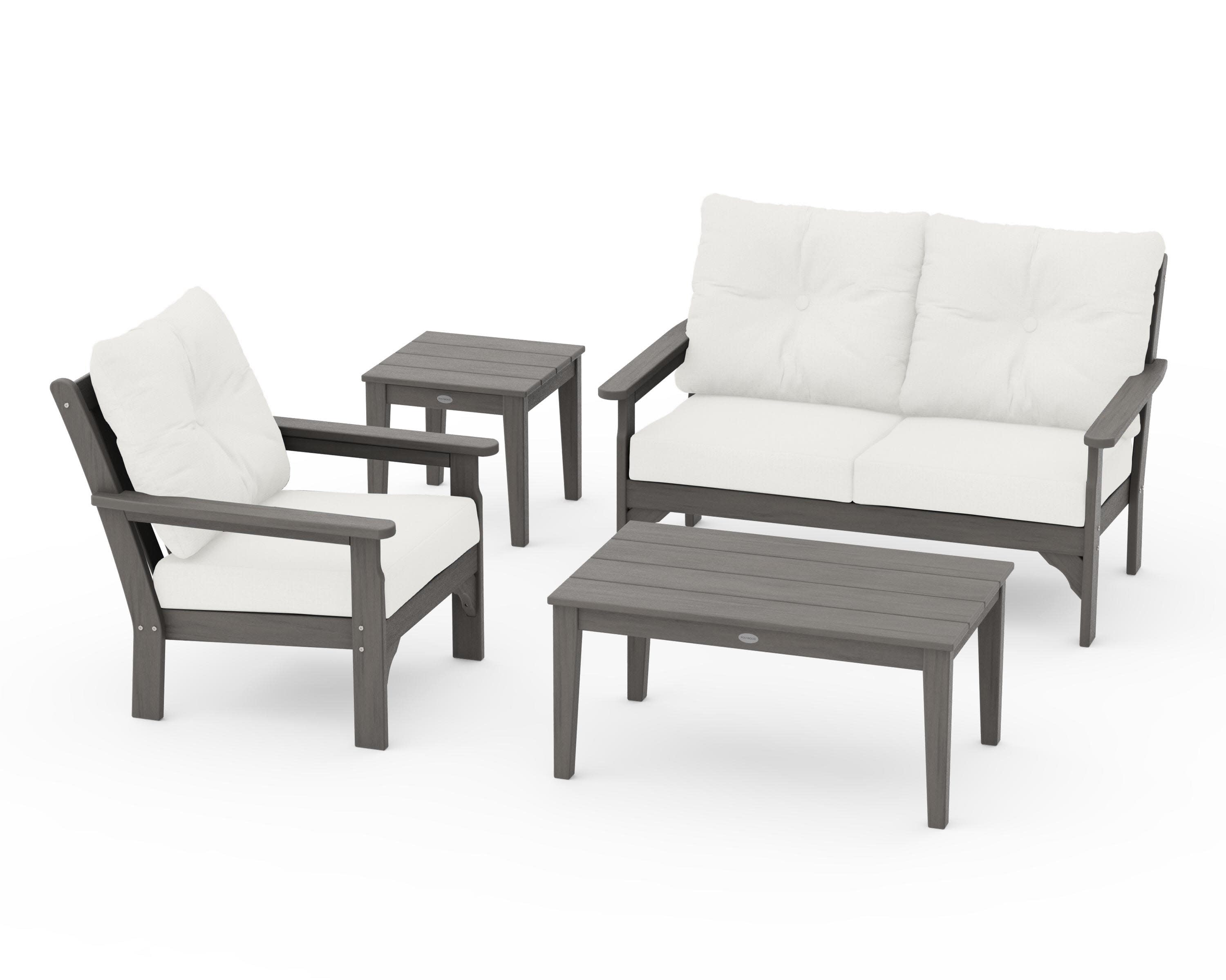 Vineyard 4-Piece Deep Seating Set in Driftwood / Natural Linen