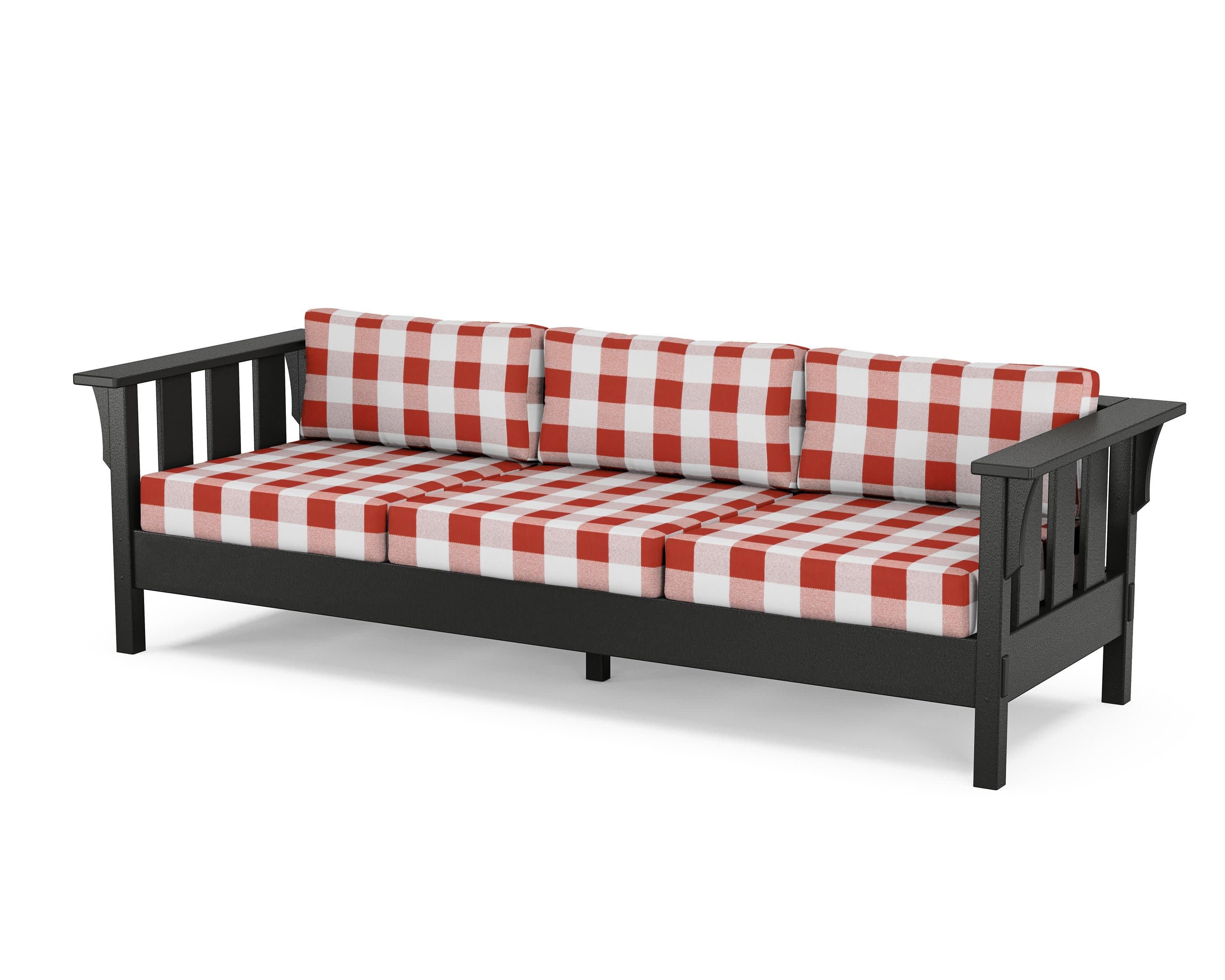 Acadia Deep Seating Sofa in Black / Buffalo Plaid Crimson