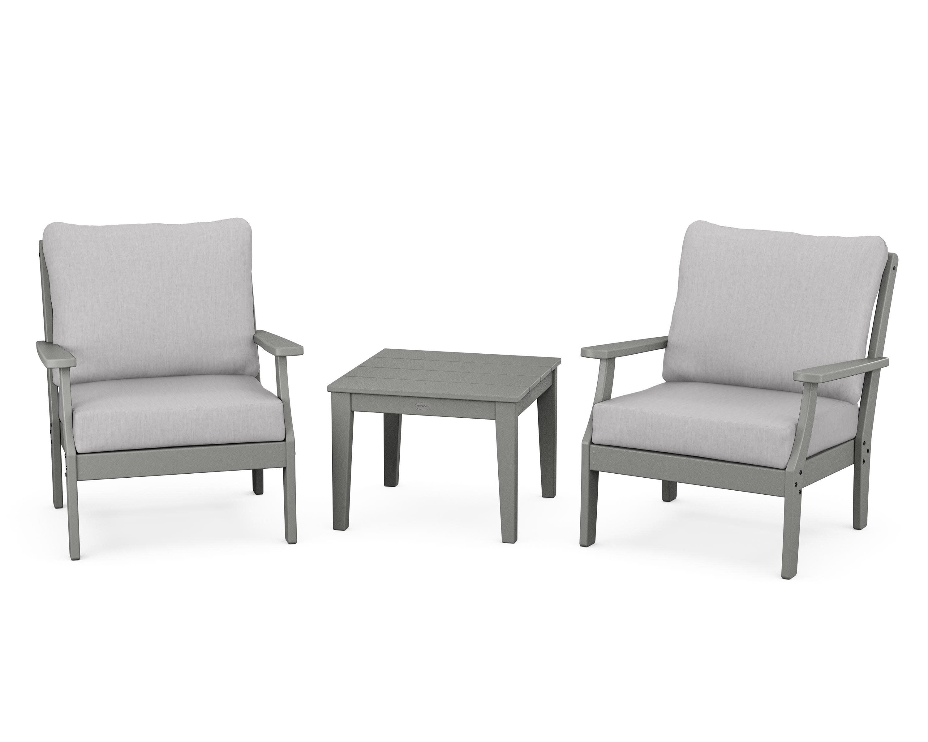 Braxton 3-Piece Deep Seating Set in Slate Grey / Granite
