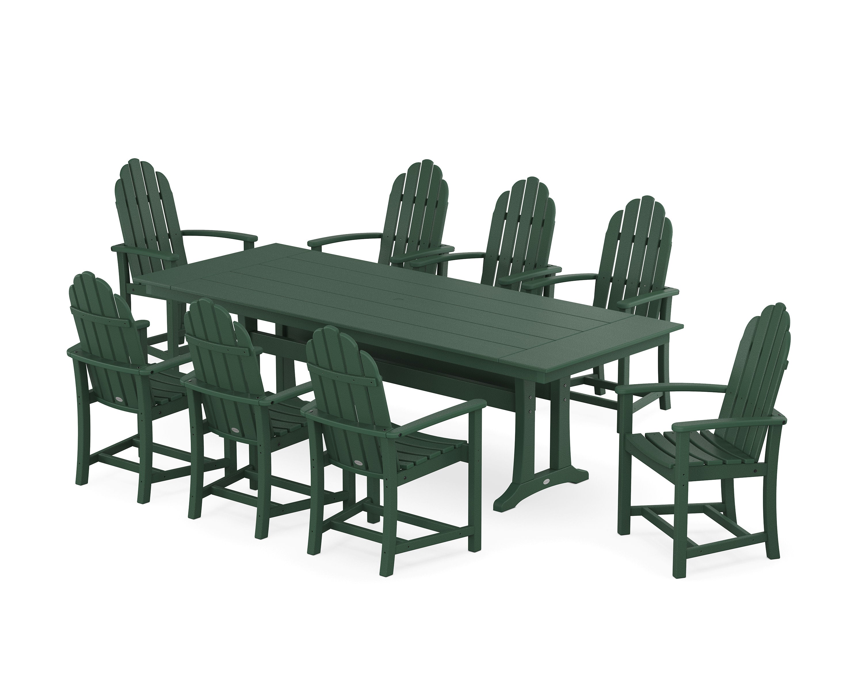 Classic Adirondack 9-Piece Farmhouse Dining Set with Trestle Legs in Green