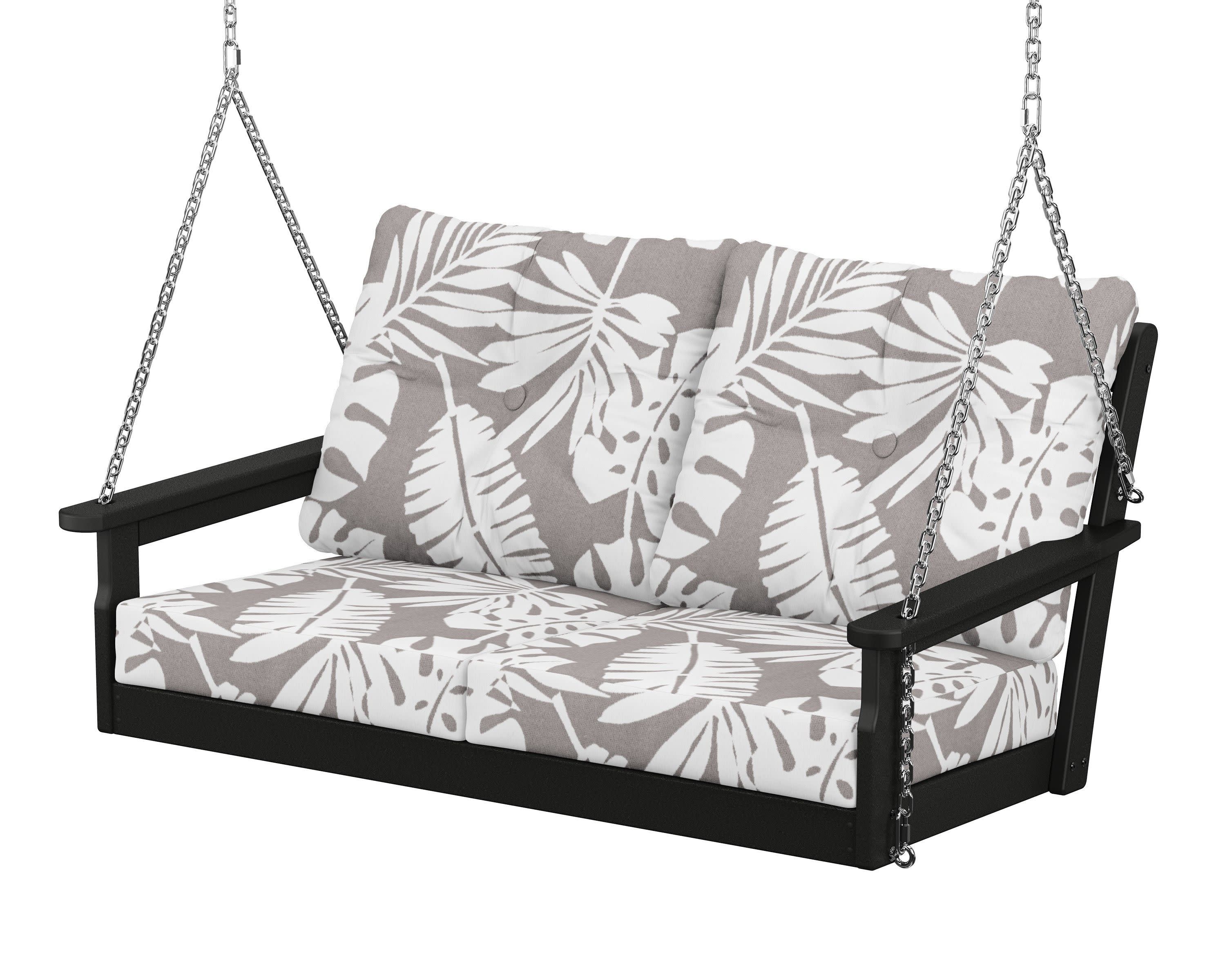 Vineyard Deep Seating Swing in Black / Leaf Grey Mist