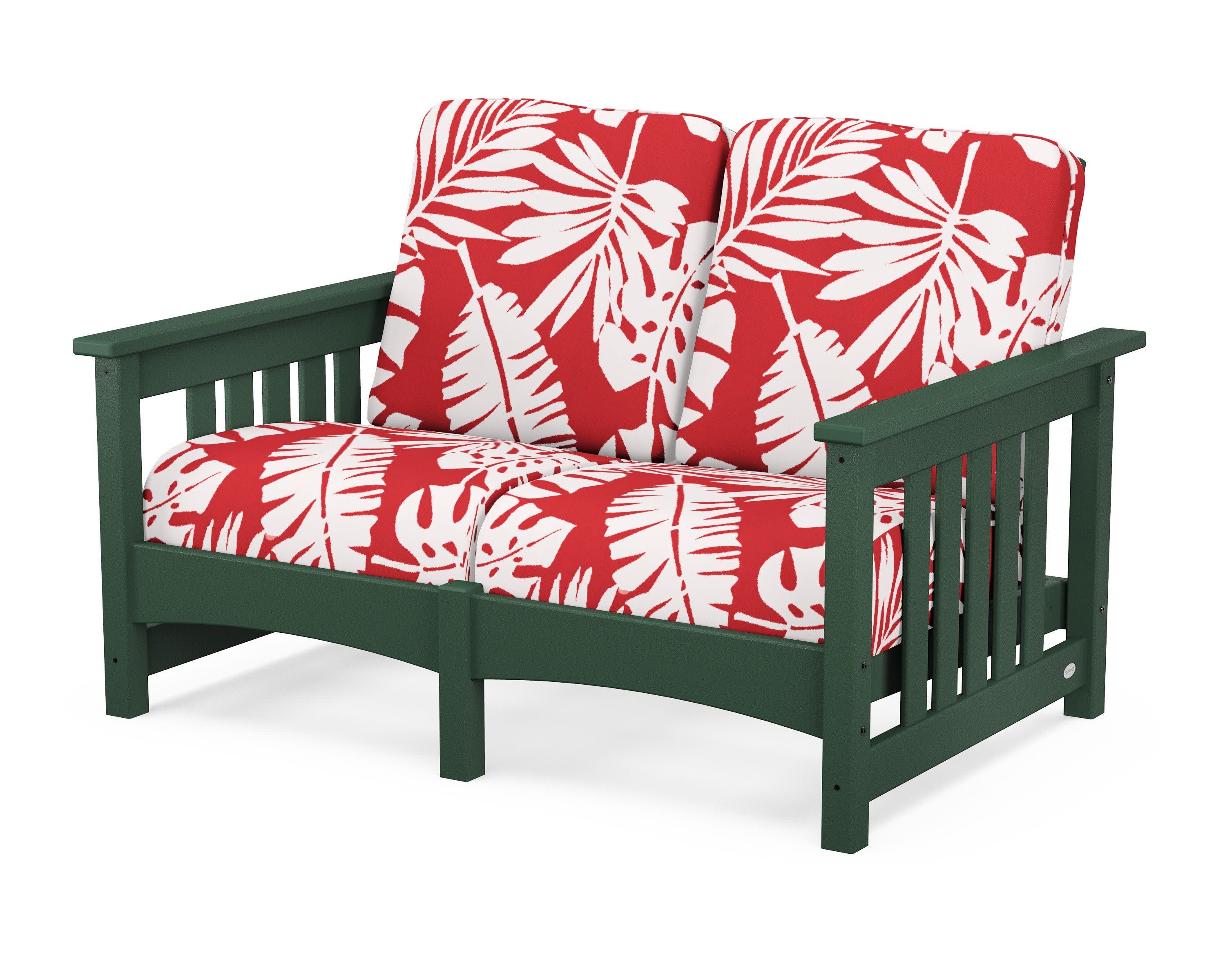 Club Mission Loveseat in Green / Leaf Crimson