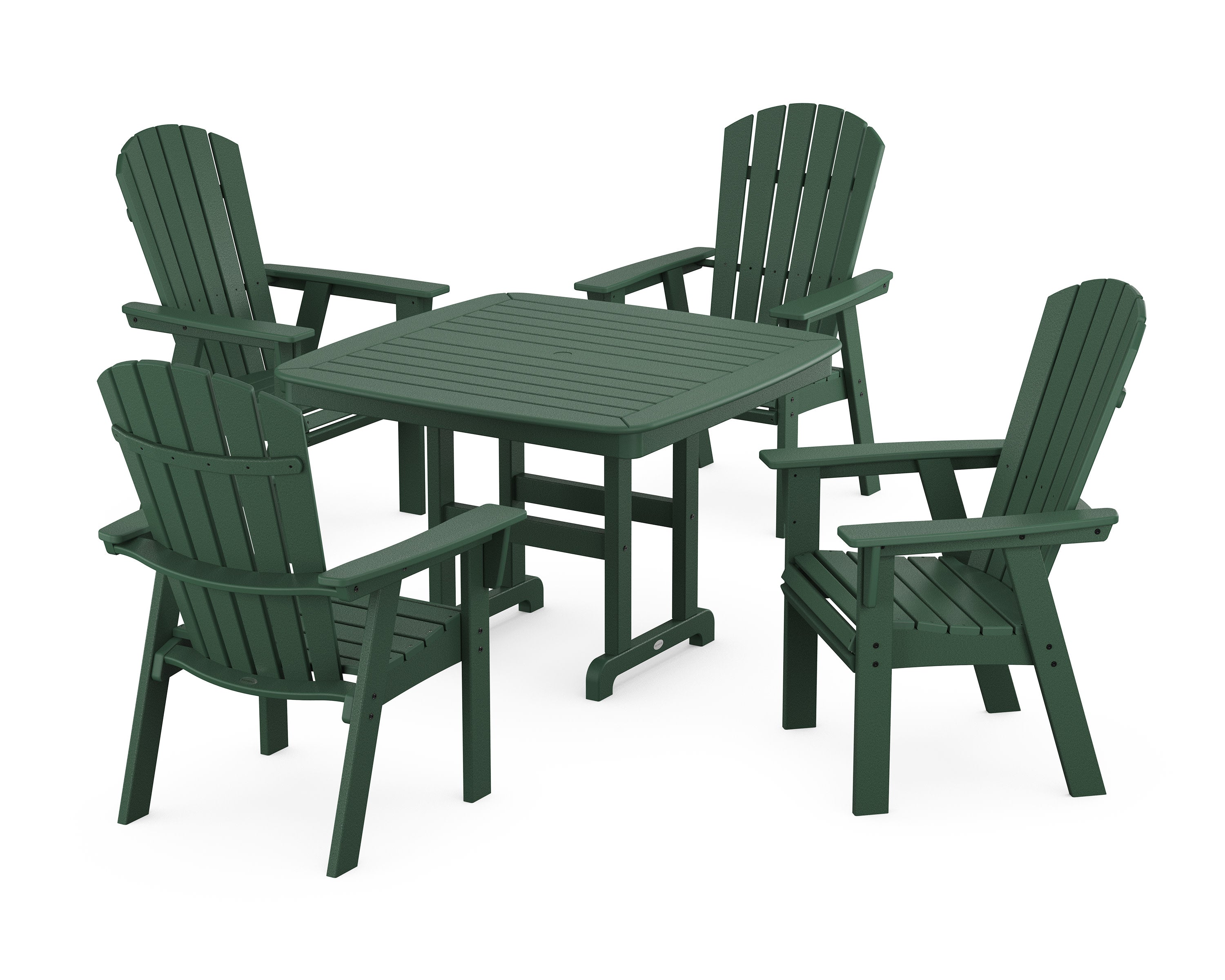 Nautical Curveback Adirondack 5-Piece Dining Set in Green