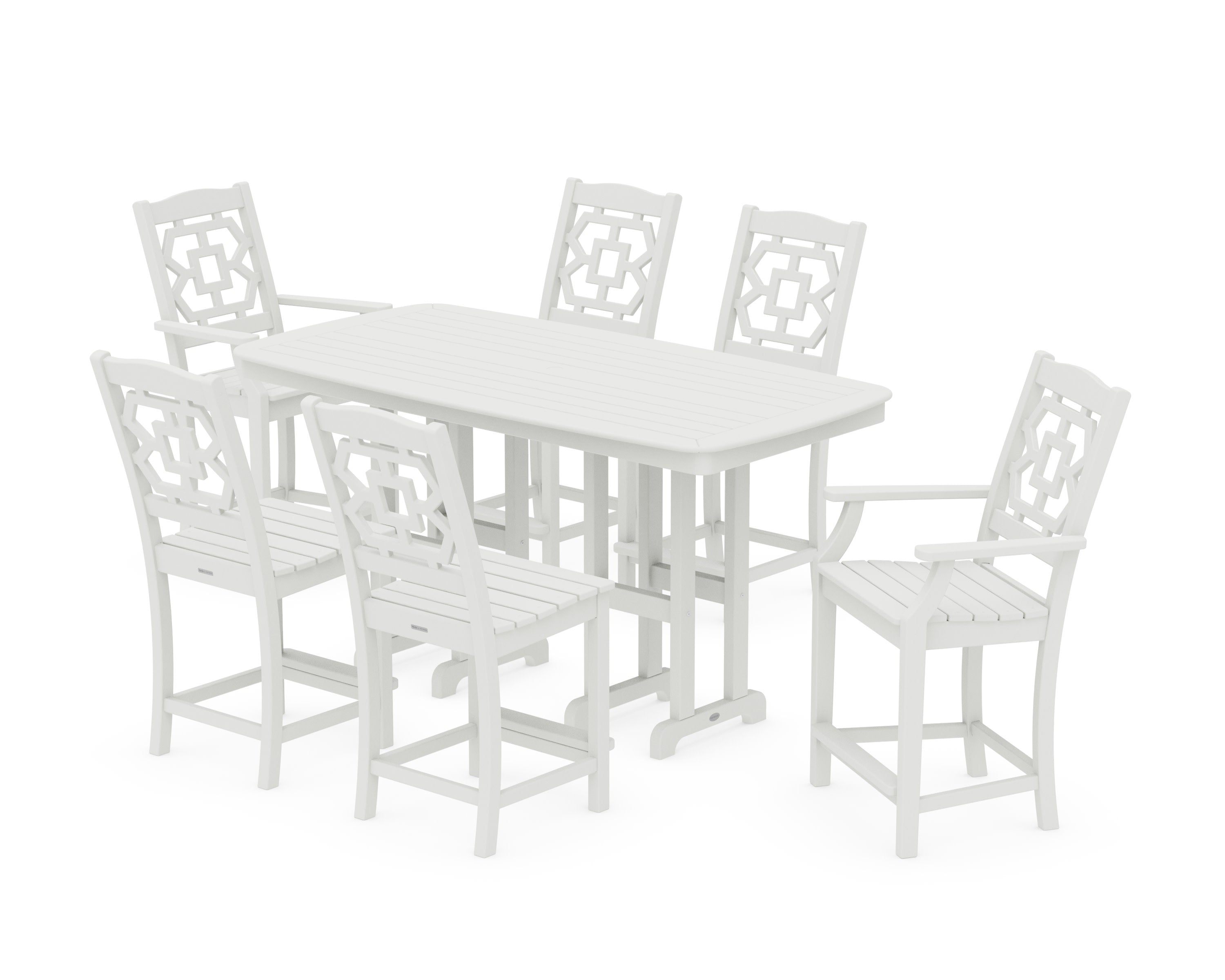 Chinoiserie 7-Piece Counter Set in Vintage White
