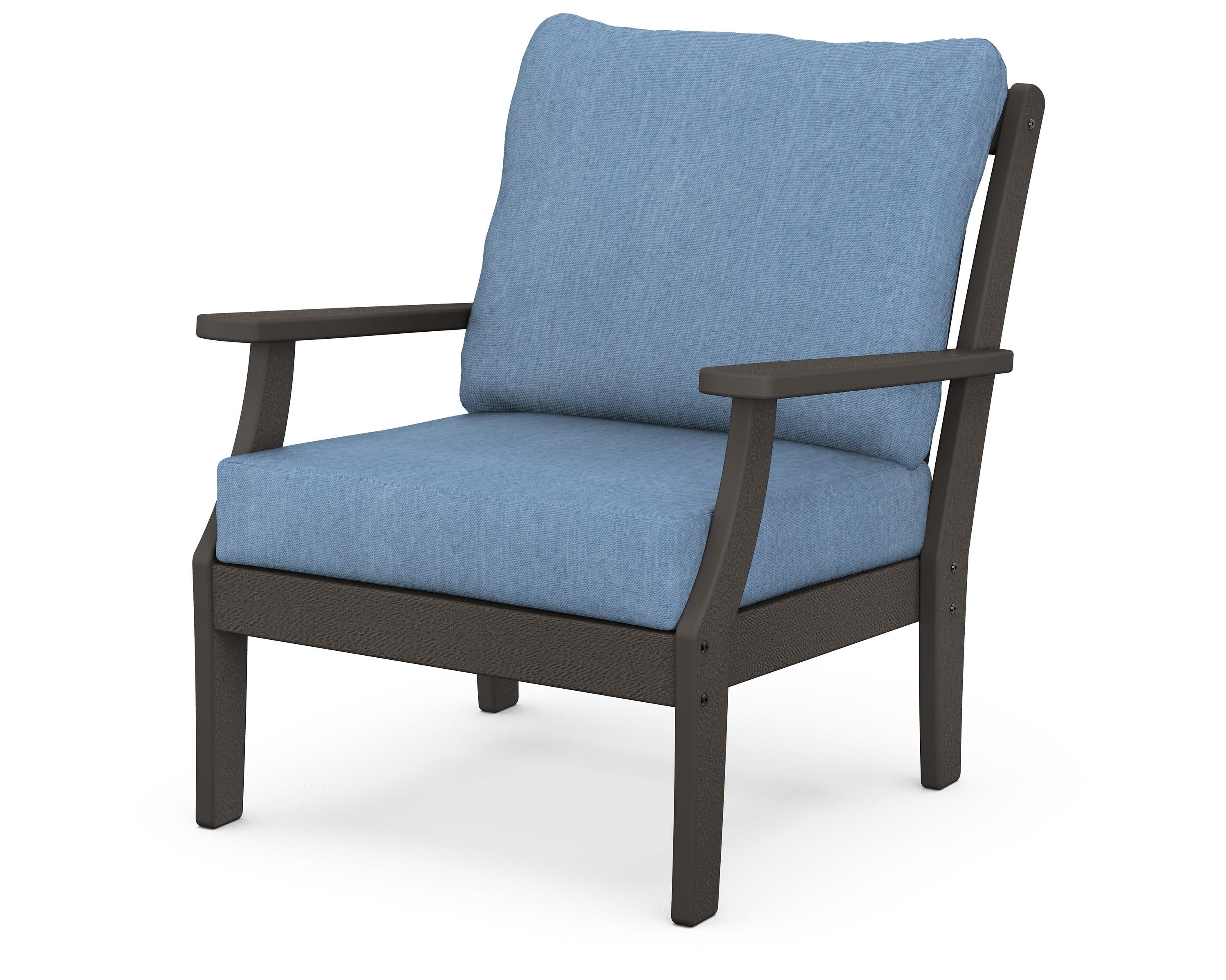 Braxton Deep Seating Chair in Vintage Coffee / Sky Blue