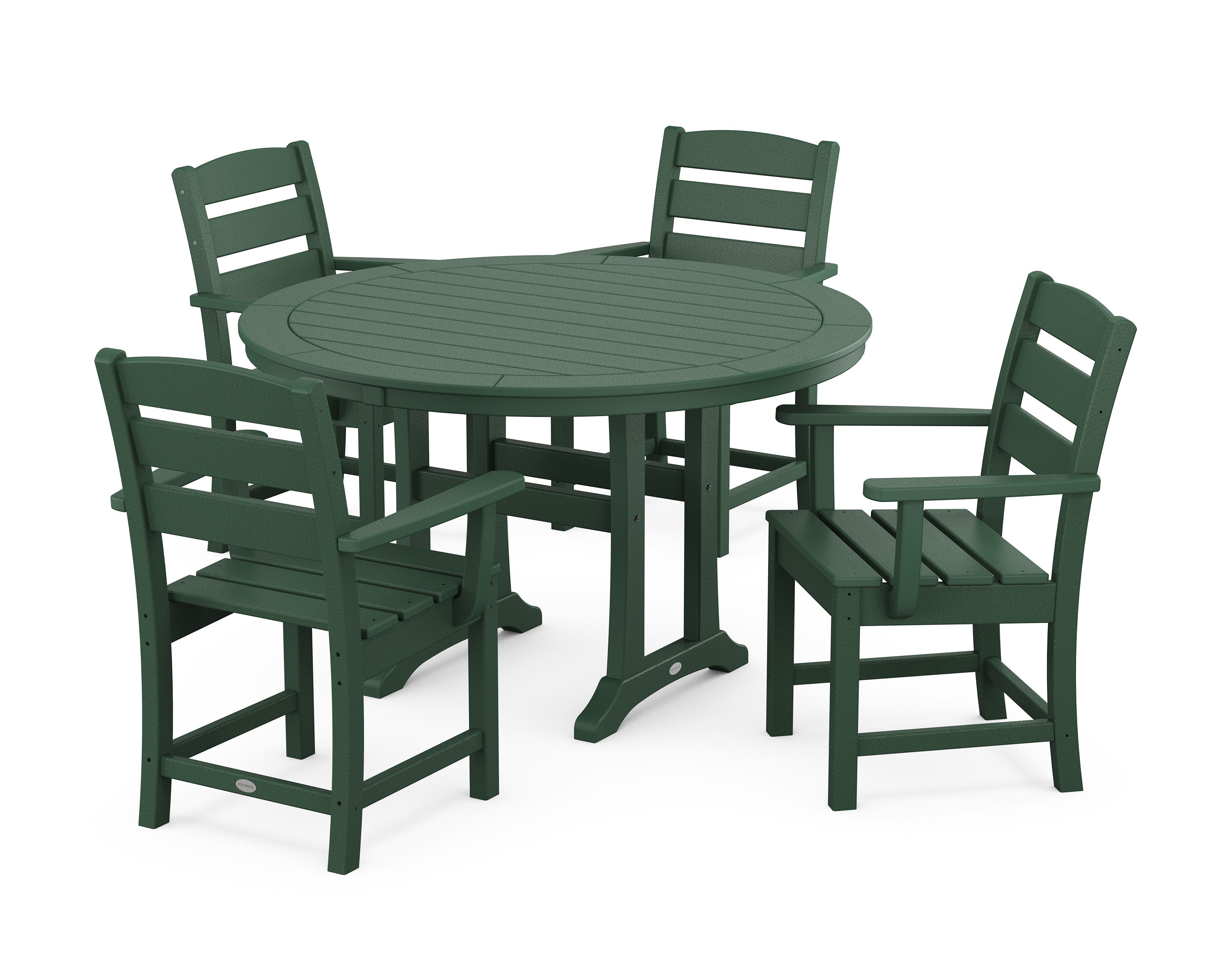 Lakeside 5-Piece Round Dining Set with Trestle Legs in Green