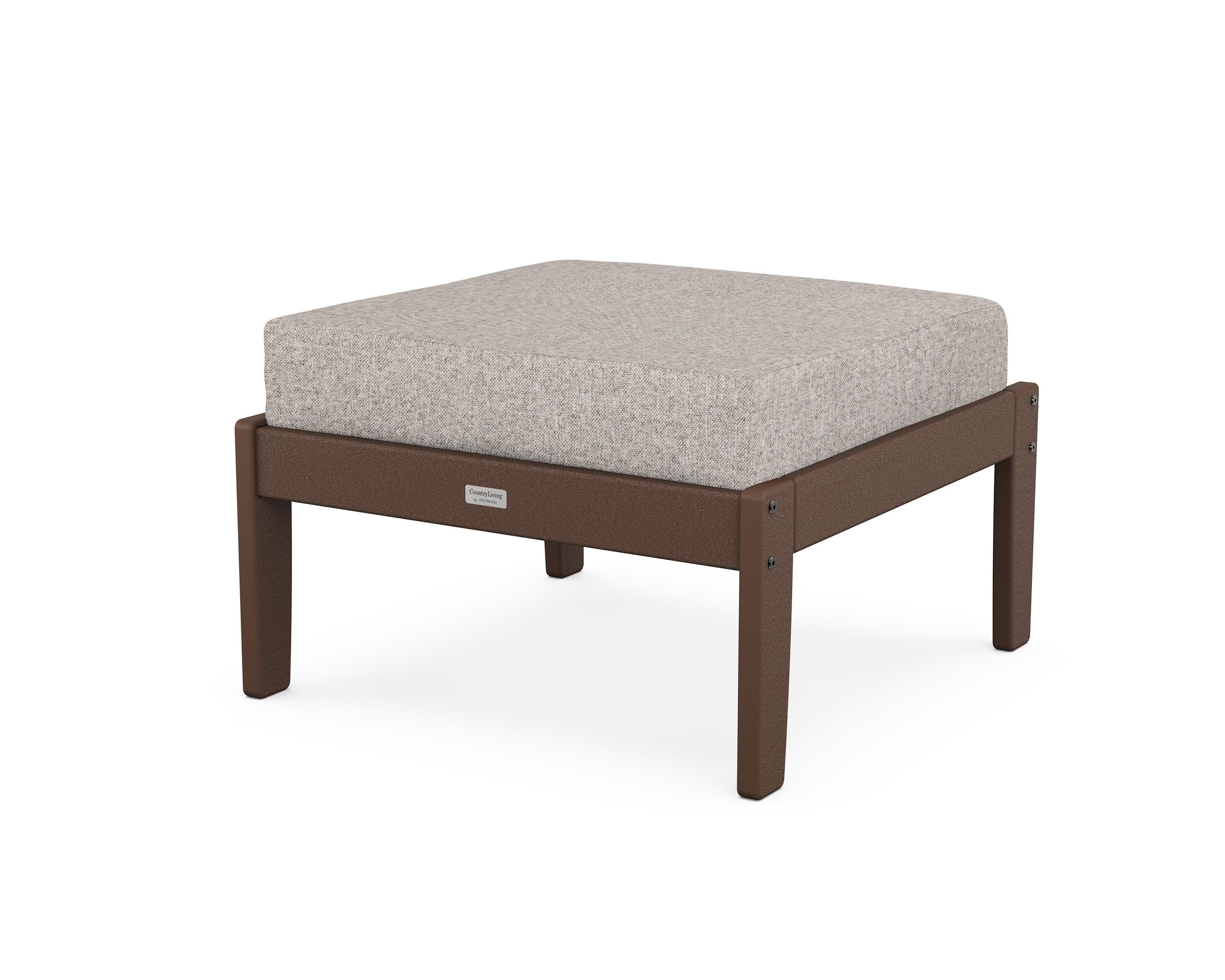 Cottage Deep Seating Ottoman in Mahogany / Weathered Tweed