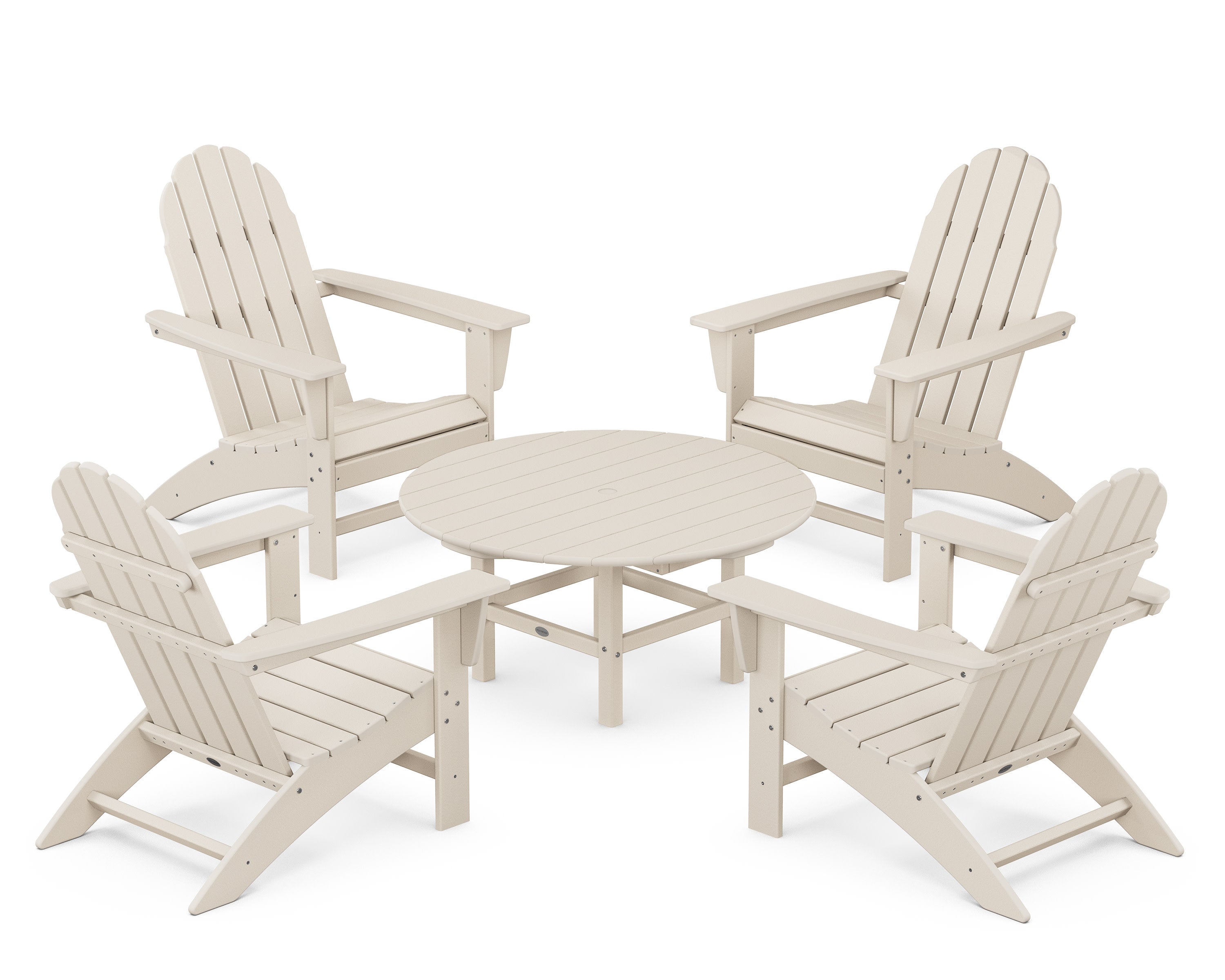 Vineyard 5-Piece Adirondack Chair Conversation Set in Sand