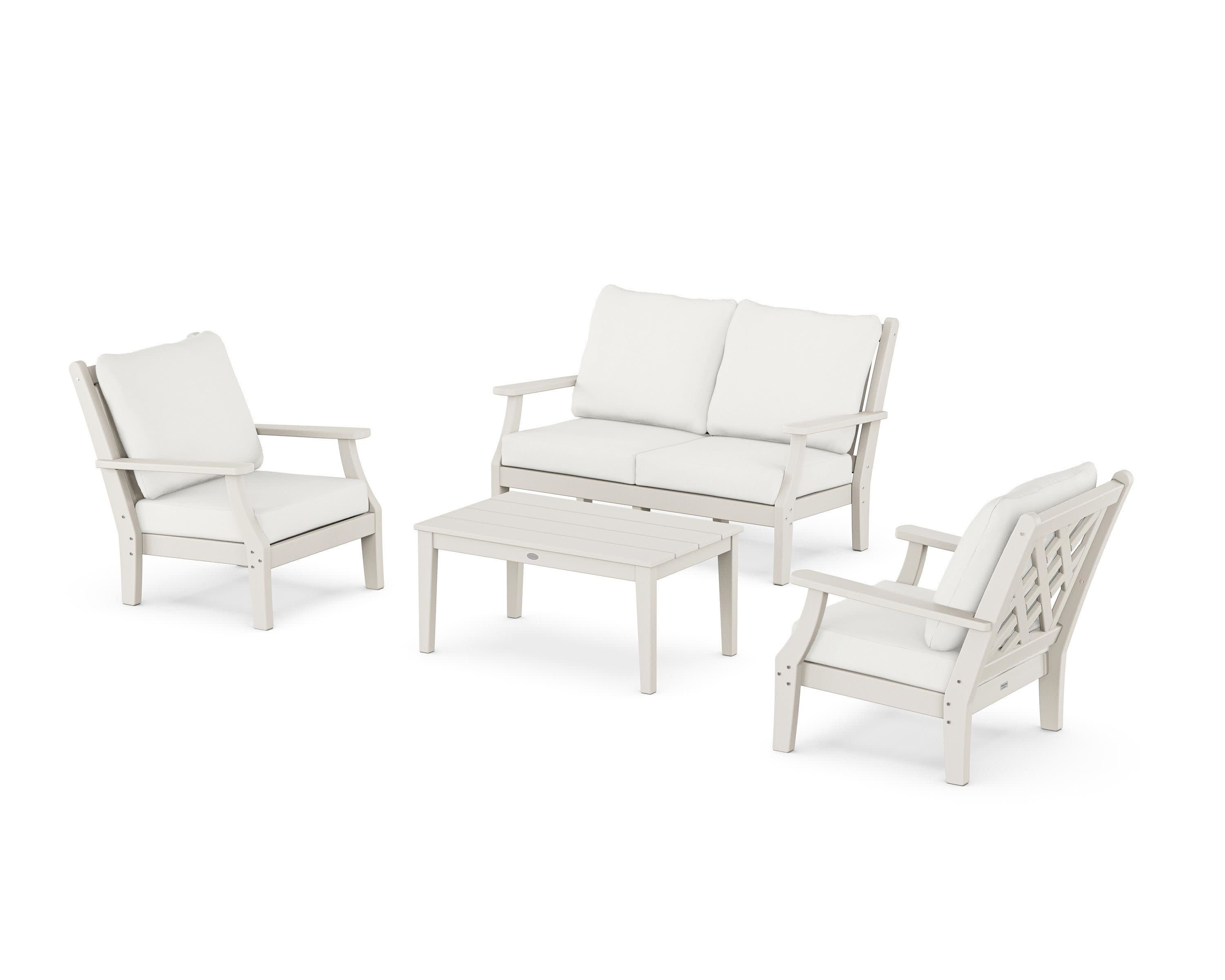 Wovendale 4-Piece Deep Seating Set with Loveseat in Sand / Natural Linen