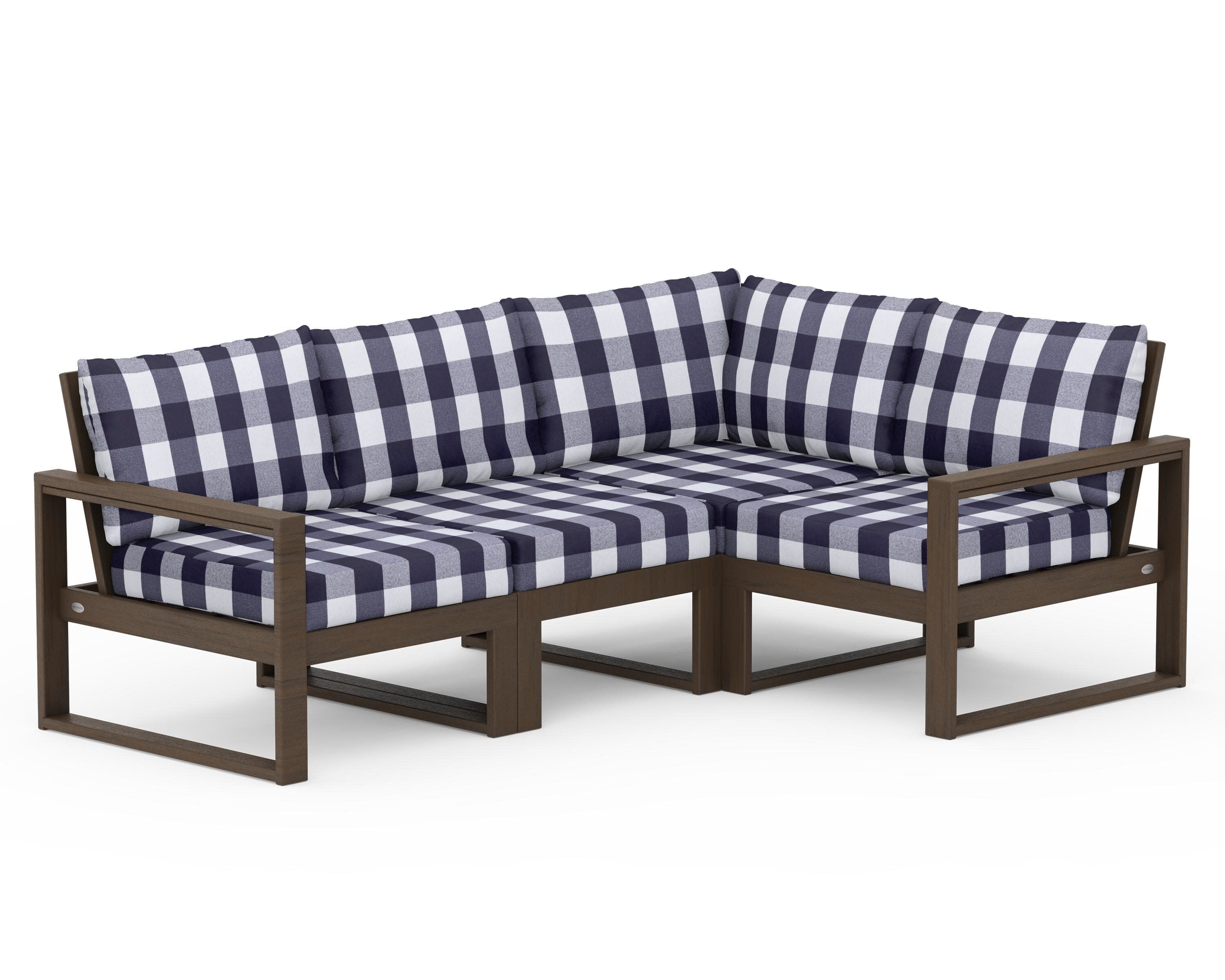 EDGE 4-Piece Modular Deep Seating Set in Kona / Buffalo Plaid Navy