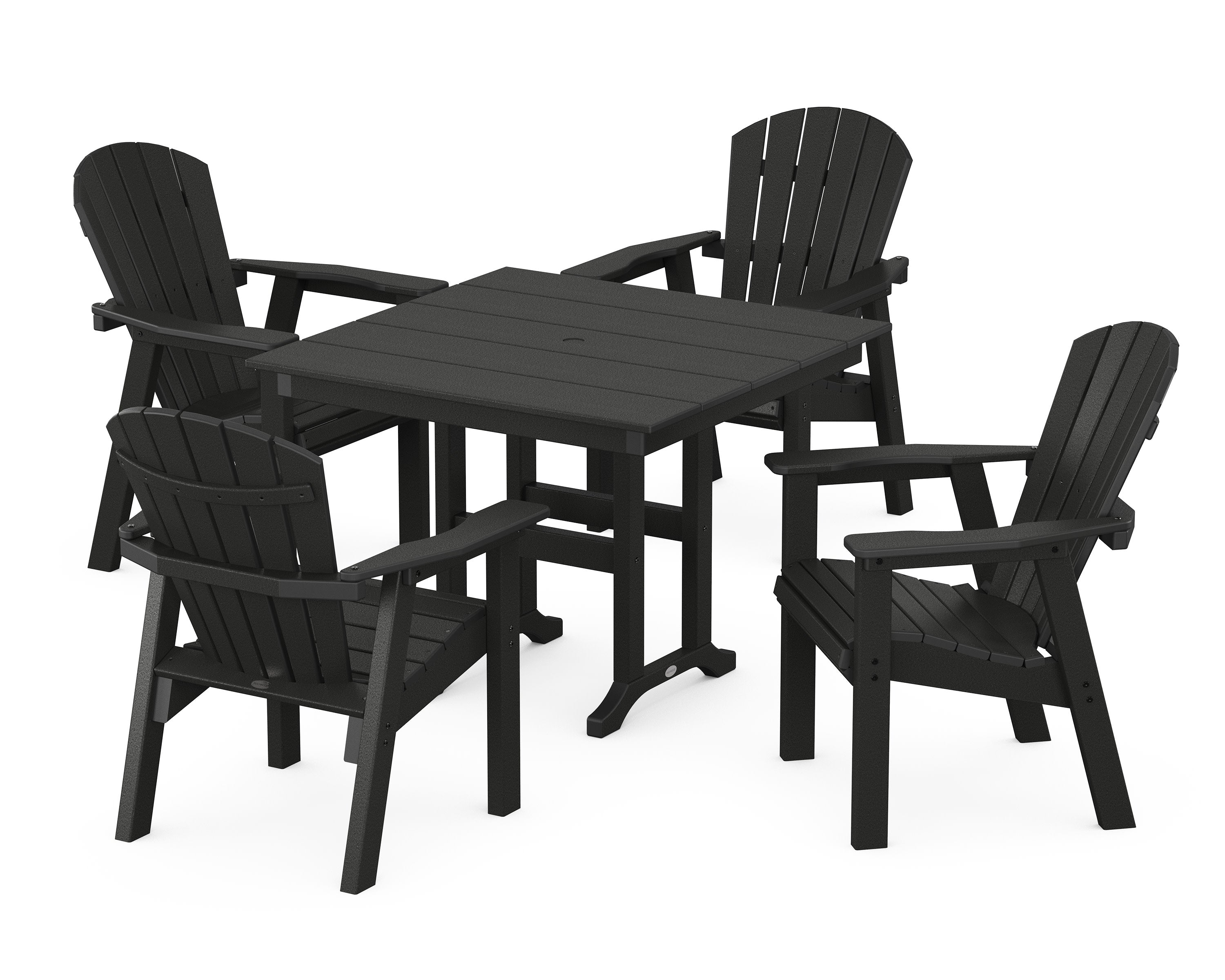 Seashell Chair 5-Piece Farmhouse Dining Set in Black