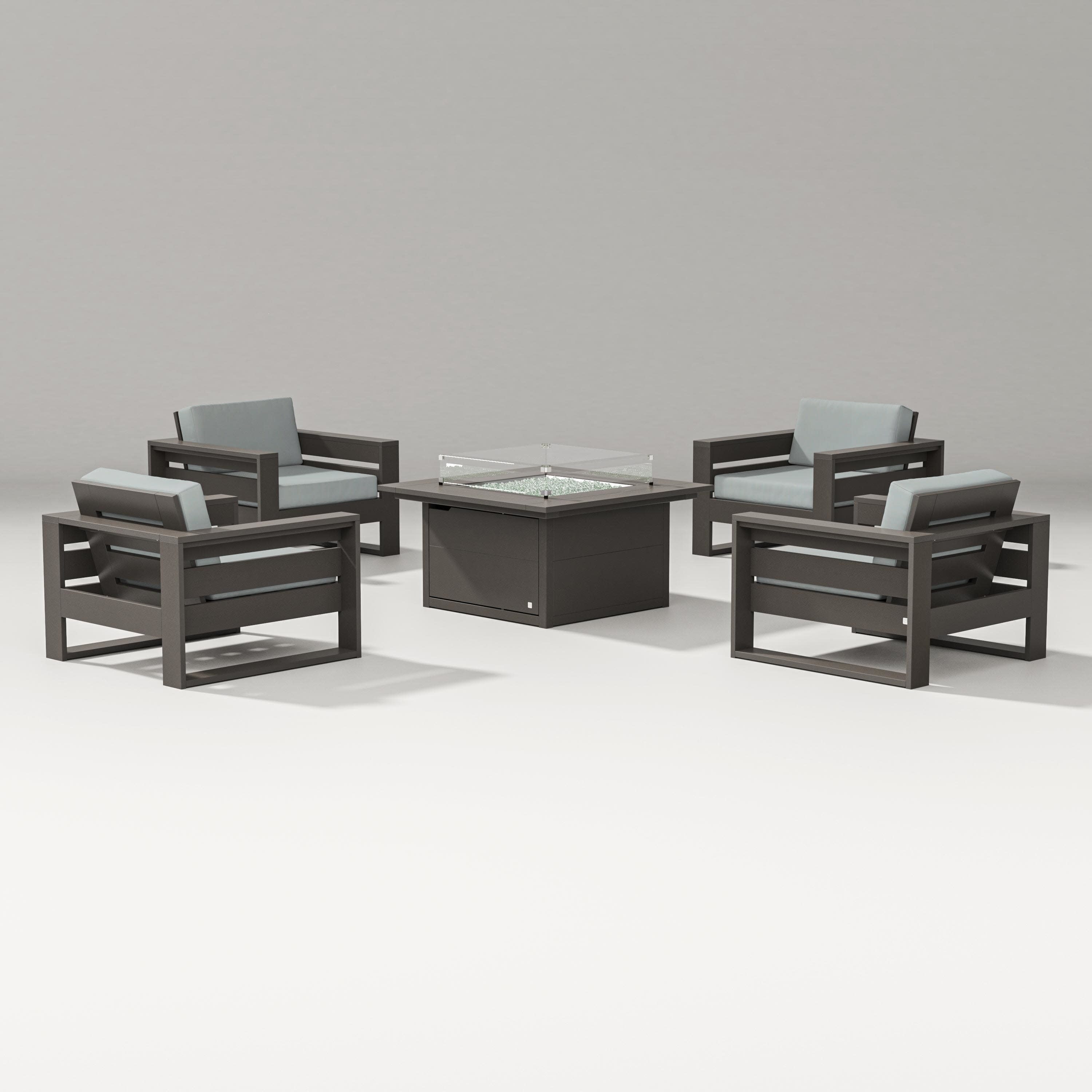 Latitude 5-Piece Lounge Fire Table Set in Vintage Coffee / Spa