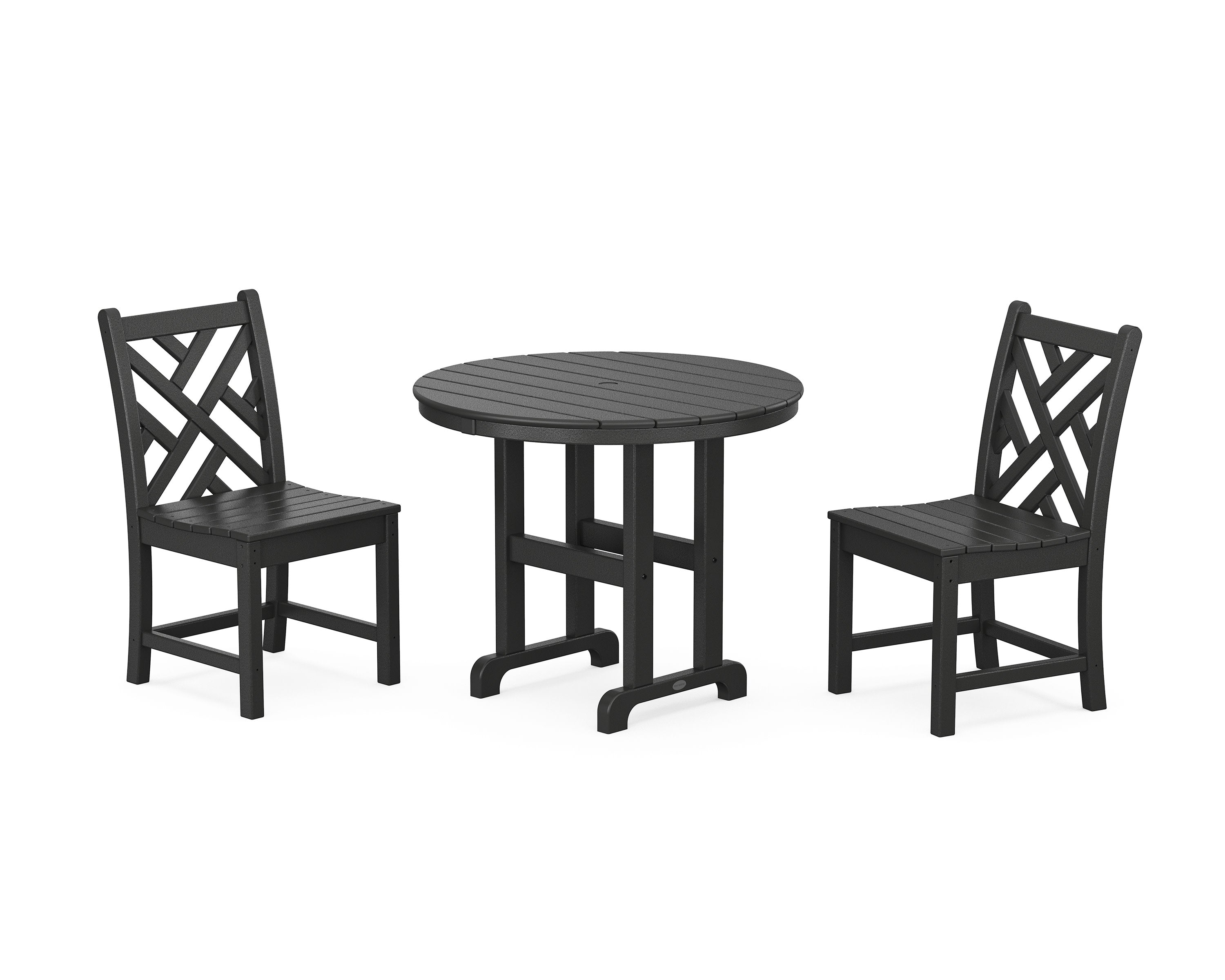 Chippendale Side Chair 3-Piece Round Dining Set in Black