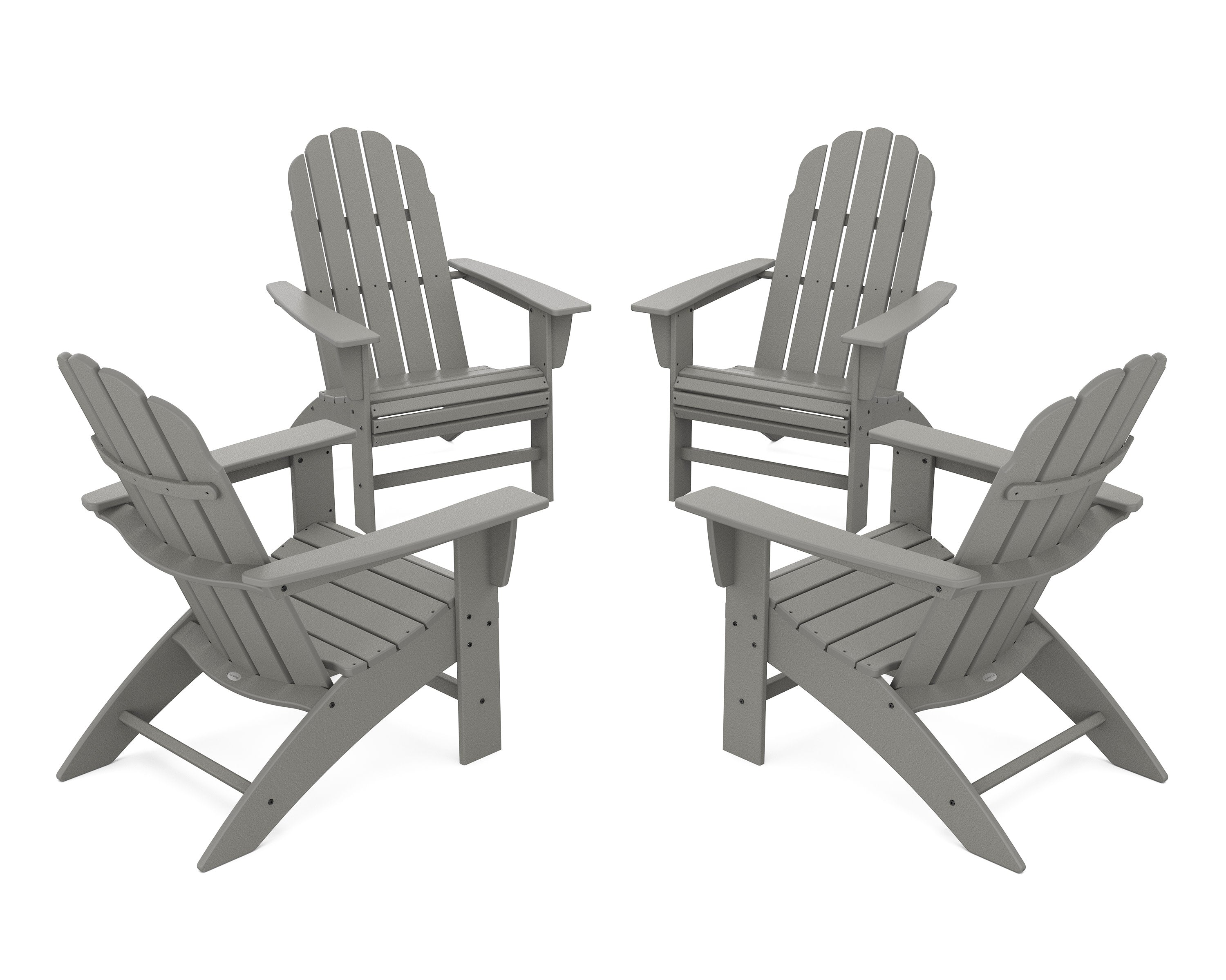4-Piece Vineyard Curveback Adirondack Chair Conversation Set in Slate Grey