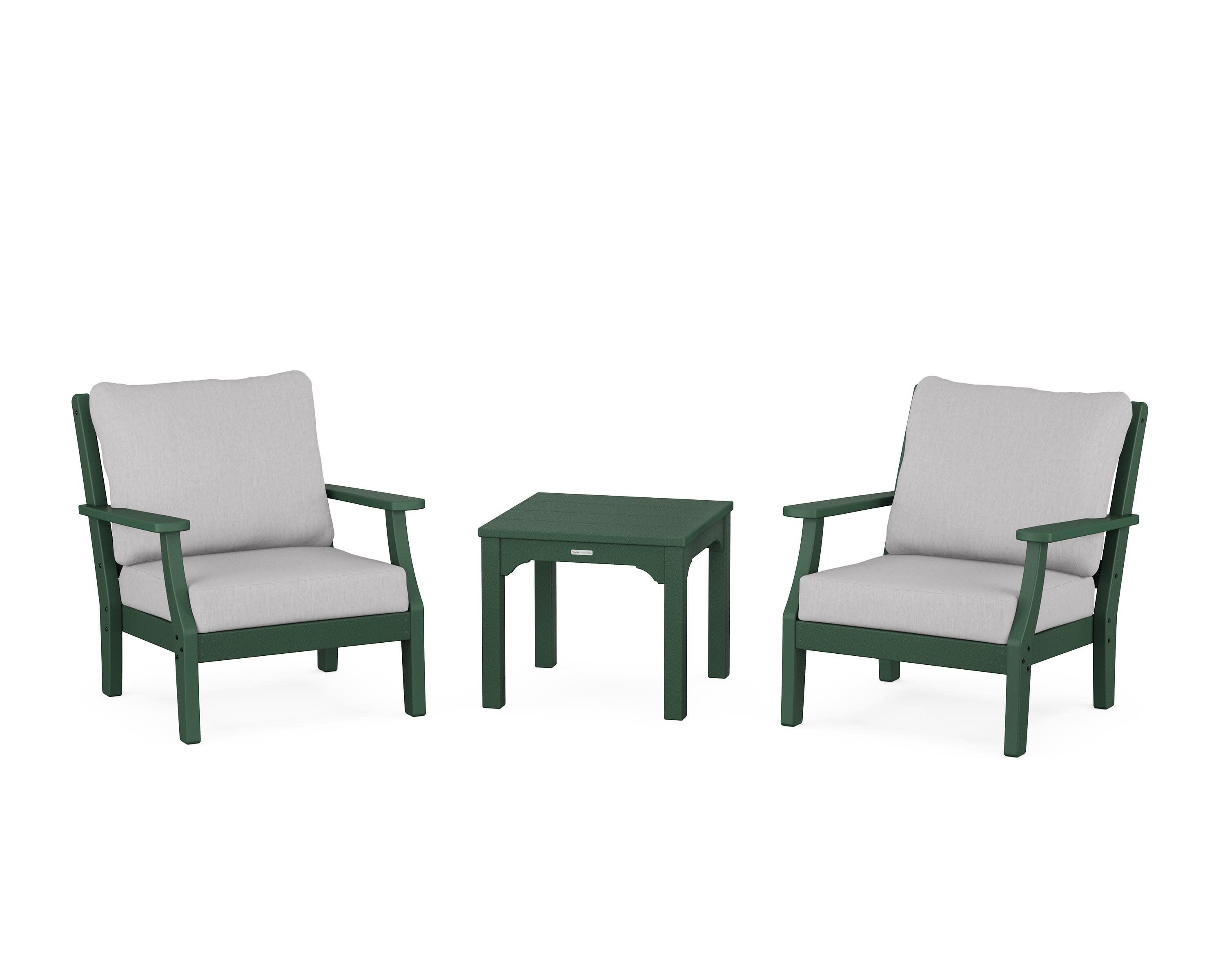 Chinoiserie 3-Piece Deep Seating Set in Green / Granite