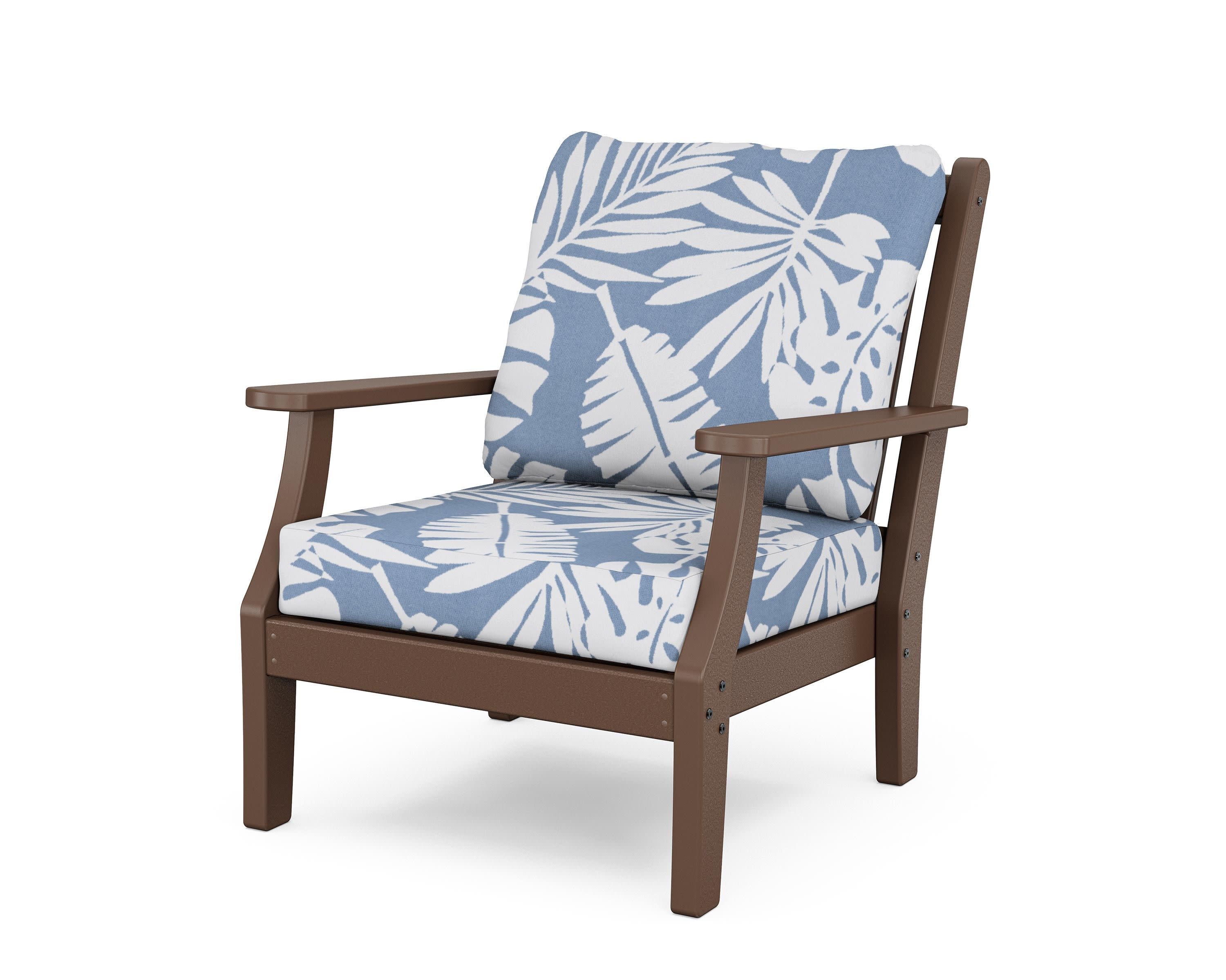 Wovendale Deep Seating Chair in Mahogany / Leaf Sky Blue