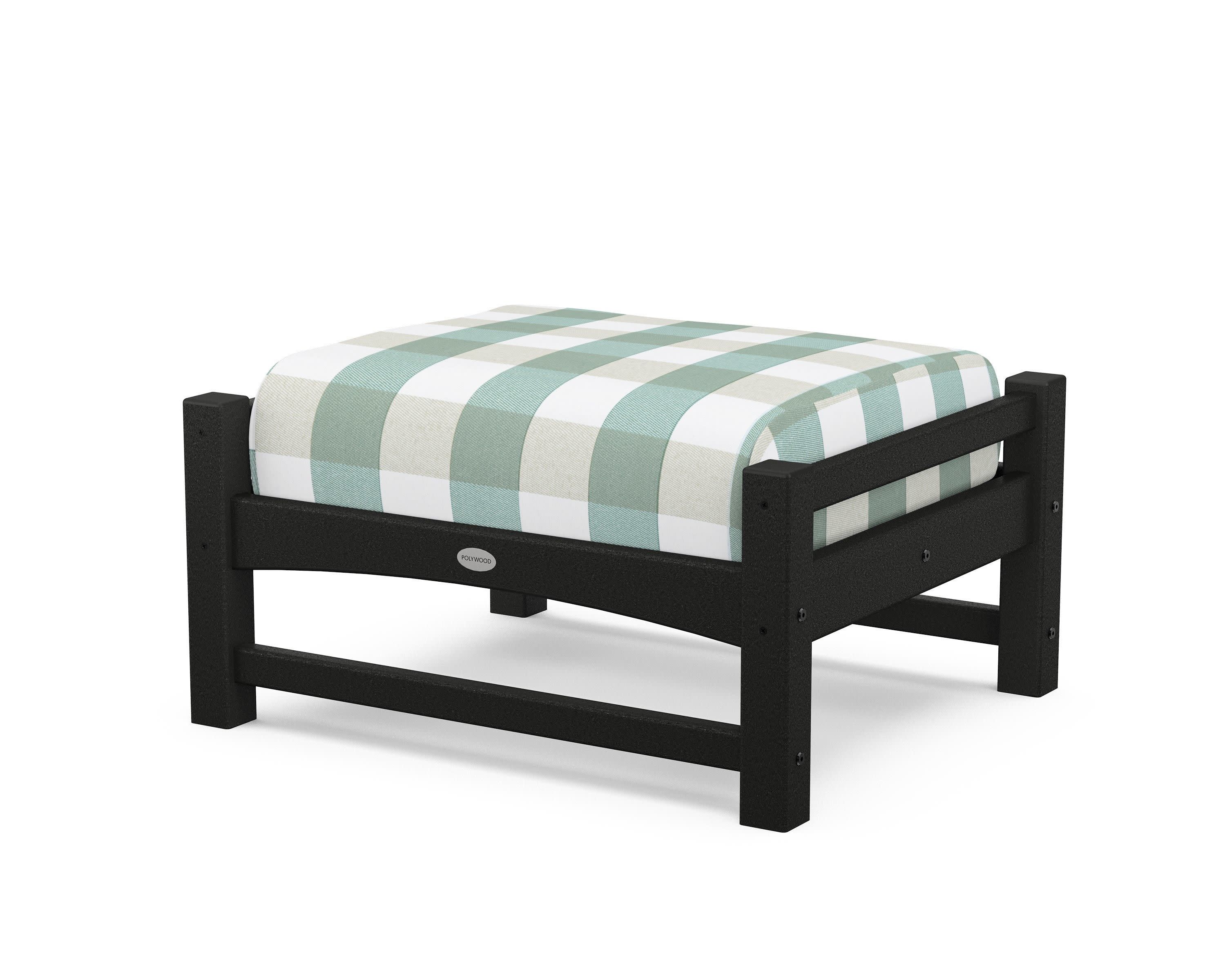 Club Ottoman in Black / Buffalo Plaid Glacier Spa