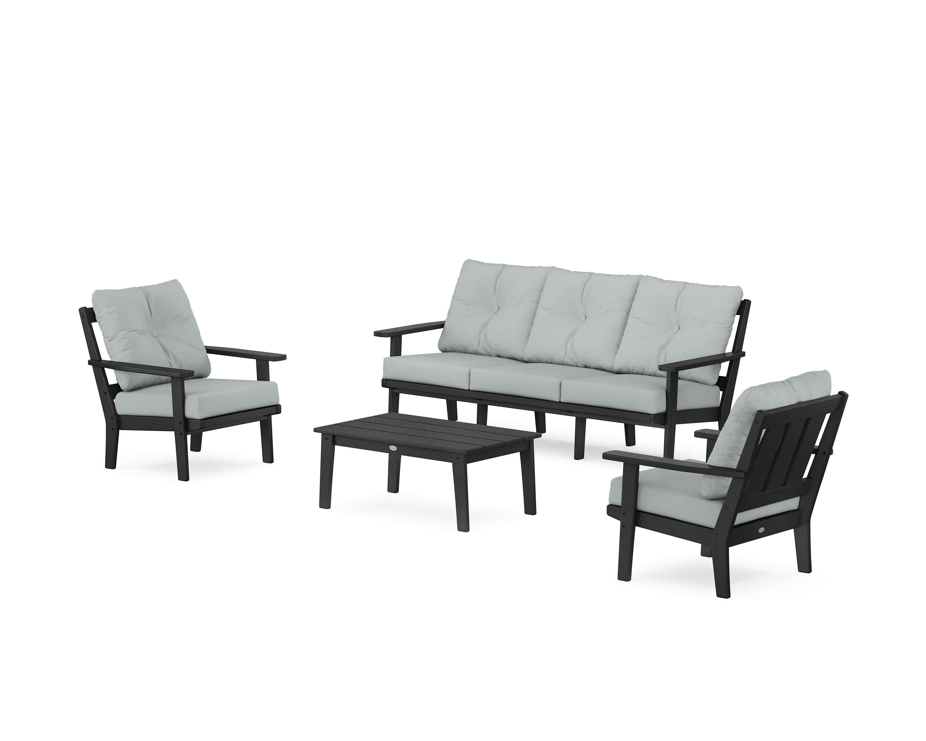 Oxford 4-Piece Deep Seating Set with Sofa in Black / Spa